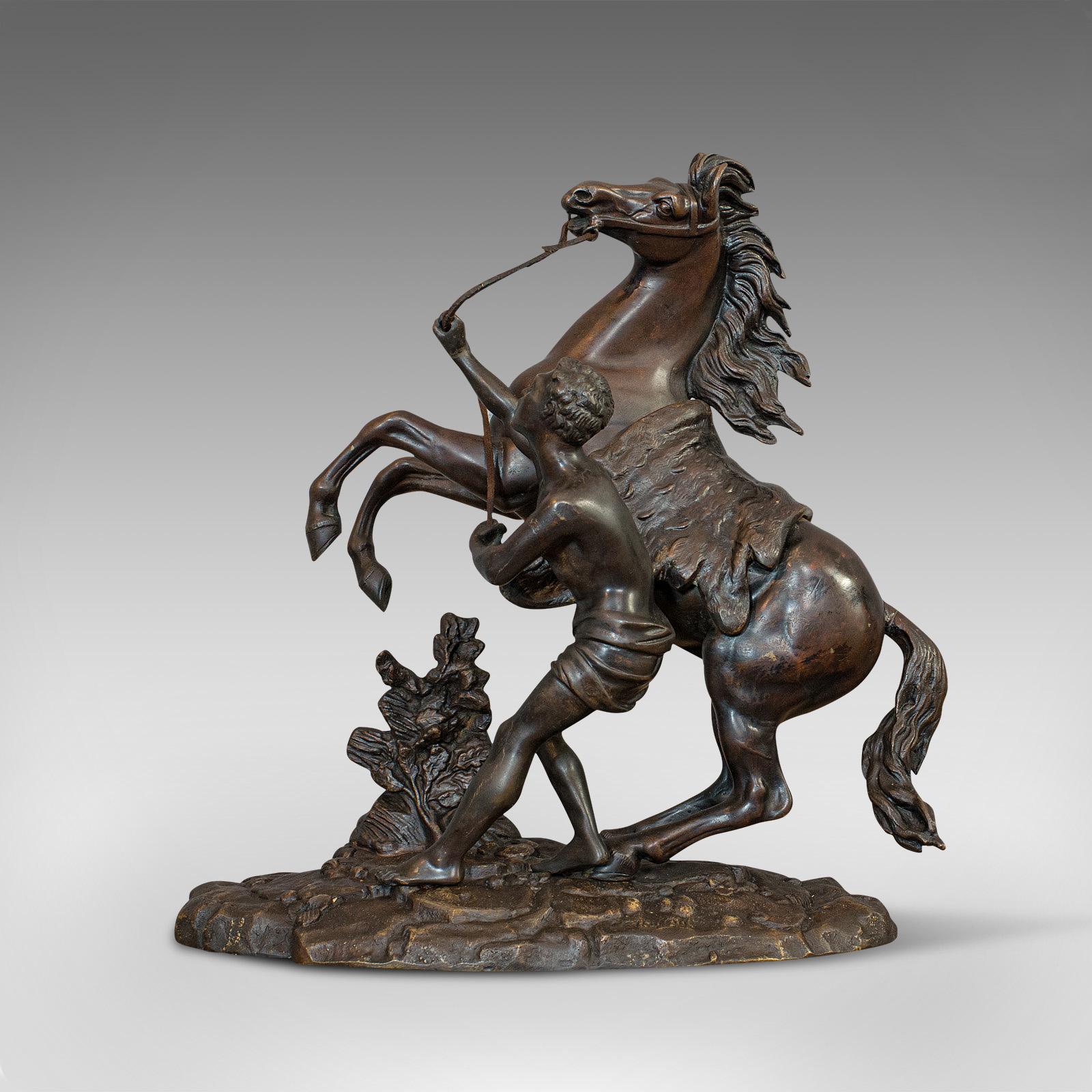 Antique, Pair, Marly Horses, French, Bronze, Equestrian, Statue, after Coustou 1