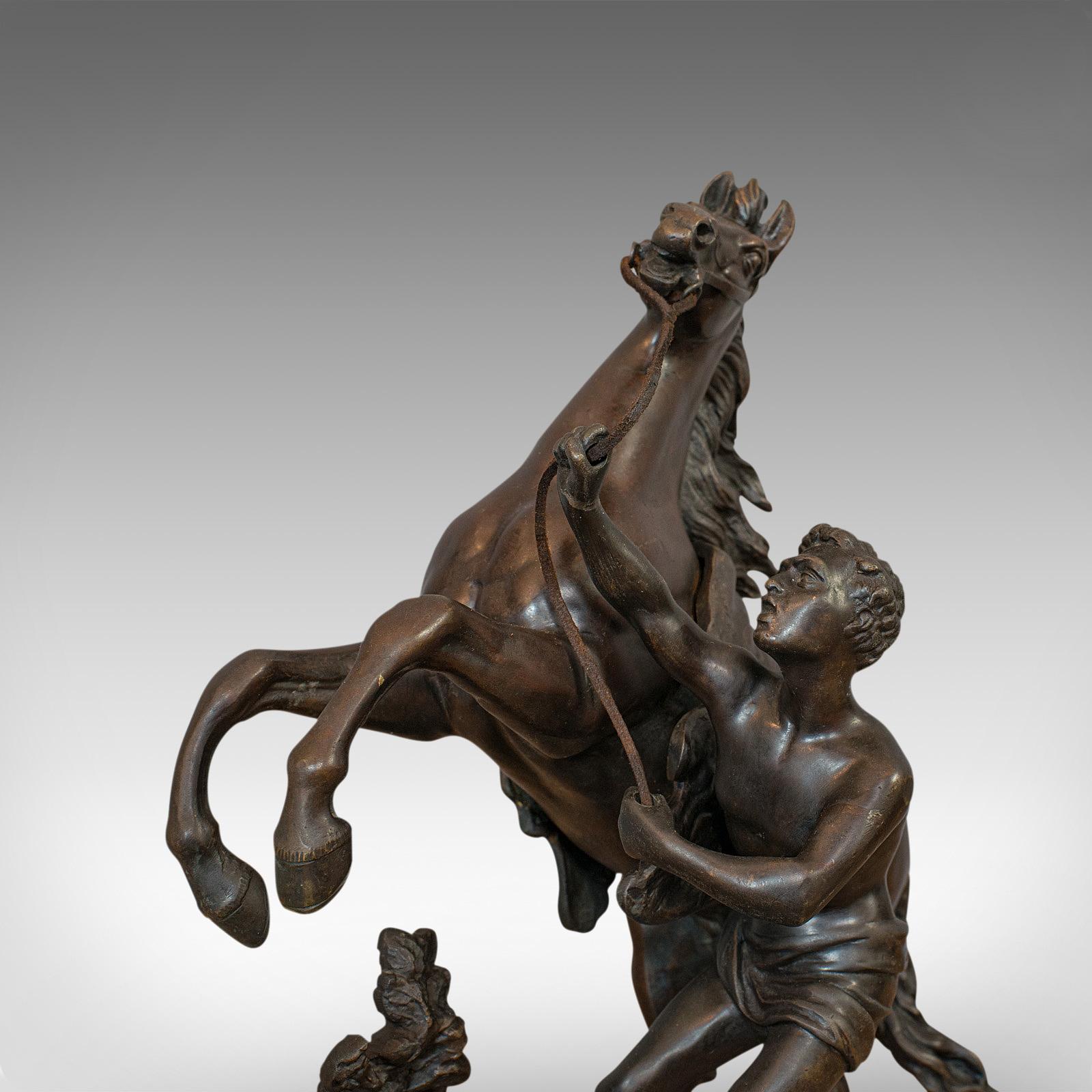 Antique, Pair, Marly Horses, French, Bronze, Equestrian, Statue, after Coustou 5