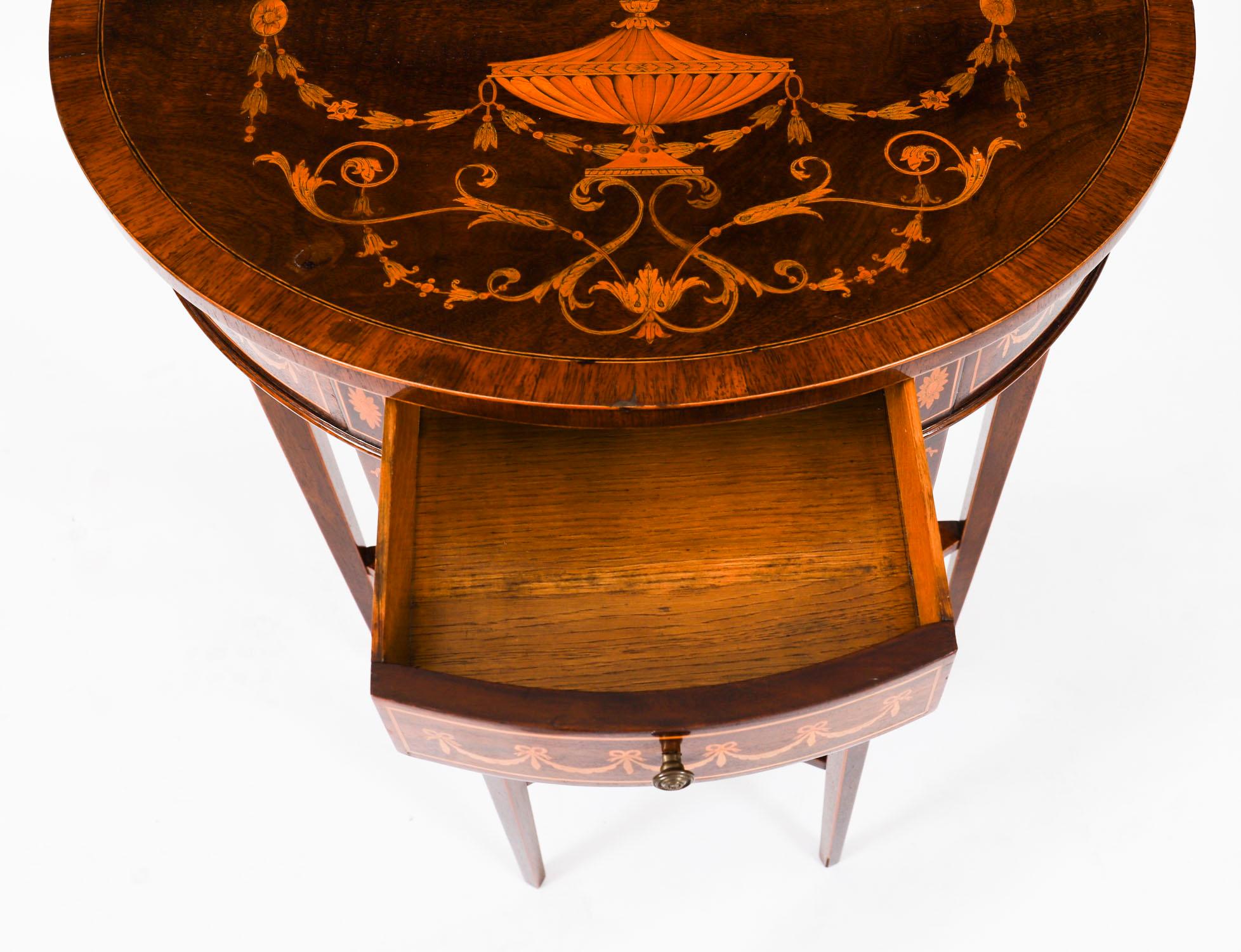 Antique Pair Marquetry Demi Lune Console Tables Edwards & Roberts 19th Century in vendita 4