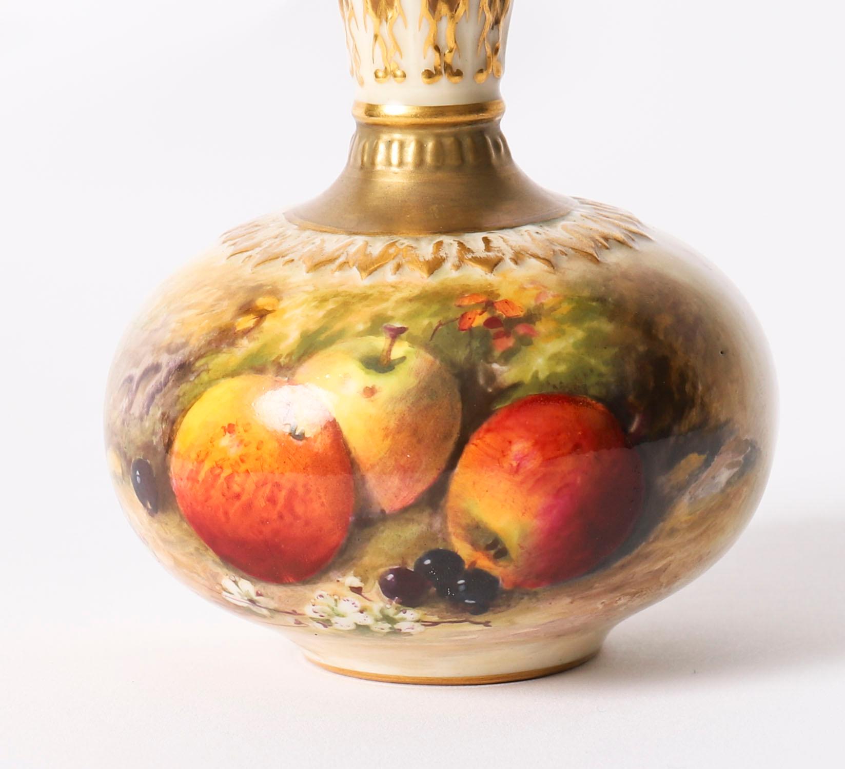 Inglese Coppia di vasi antichi in miniatura Royal Worcester William Ricketts XX secolo in vendita