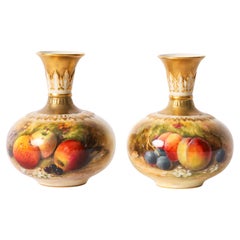 Antique Pair Miniature Royal Worcester Vases William Ricketts 20th Century
