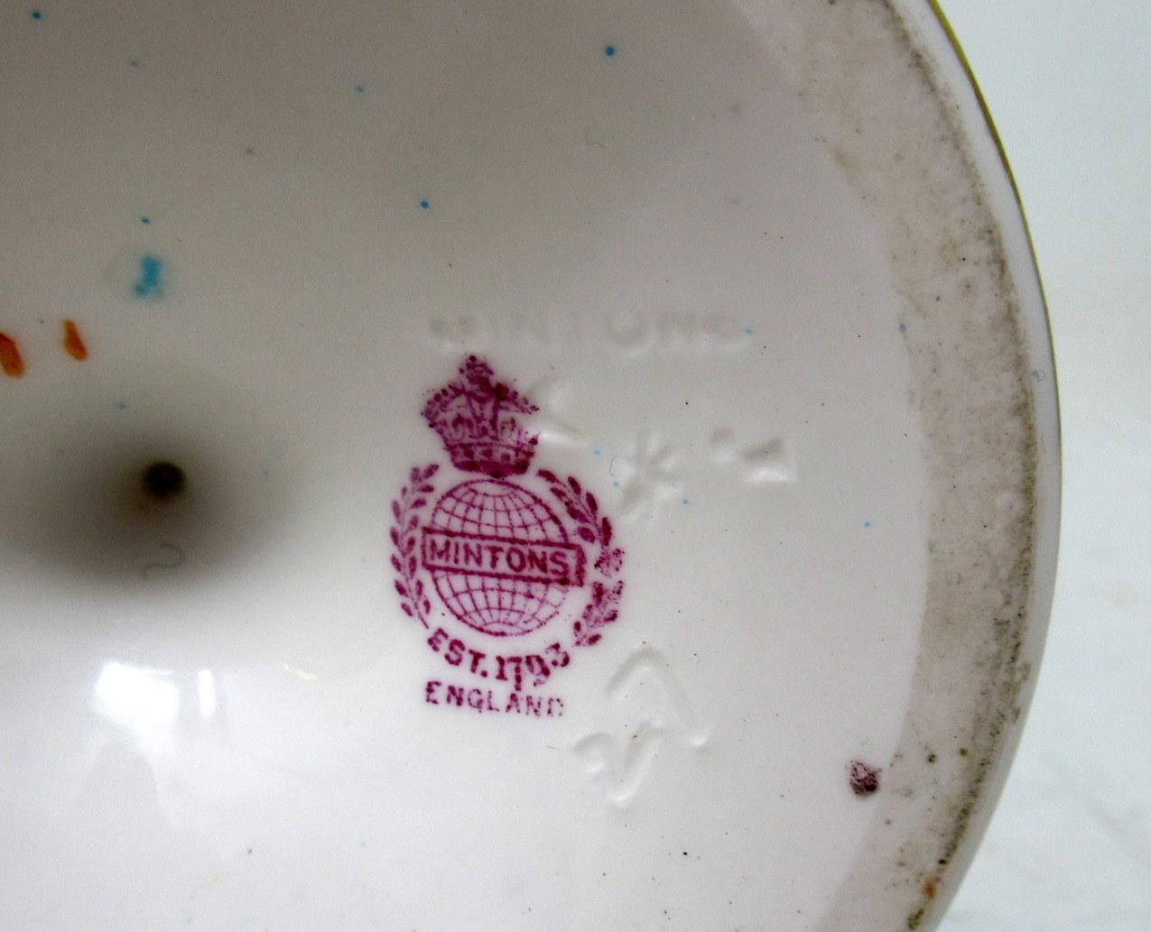 19th Century Antique Pair Minton Staffordshire Porcelain Vases Centerpieces Birds Turquoise For Sale
