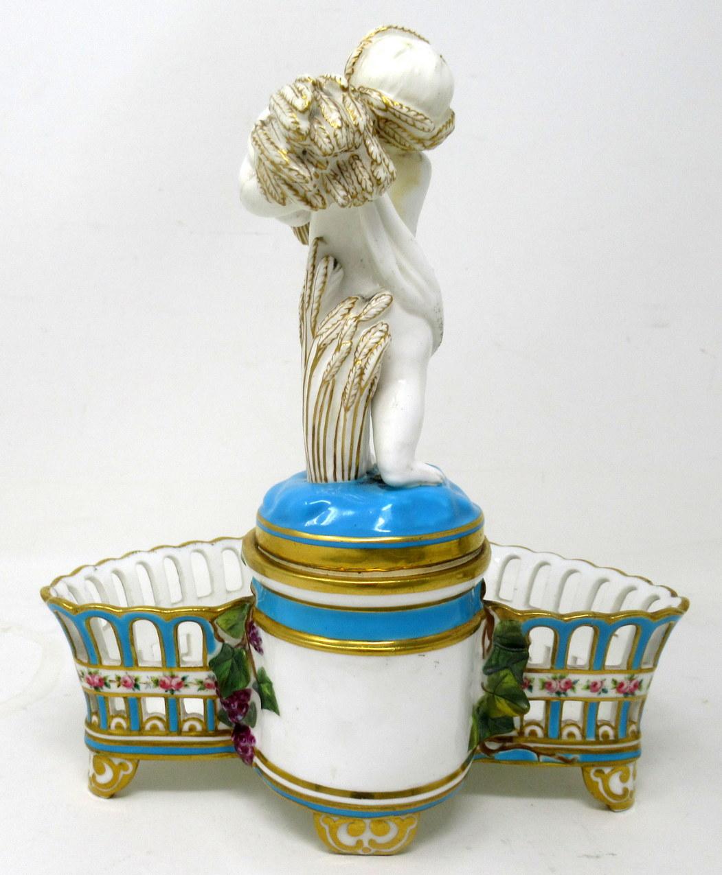 Antique Pair Minton Staffordshire Porcelain Vases Centerpieces Cherub Turquoise For Sale 2