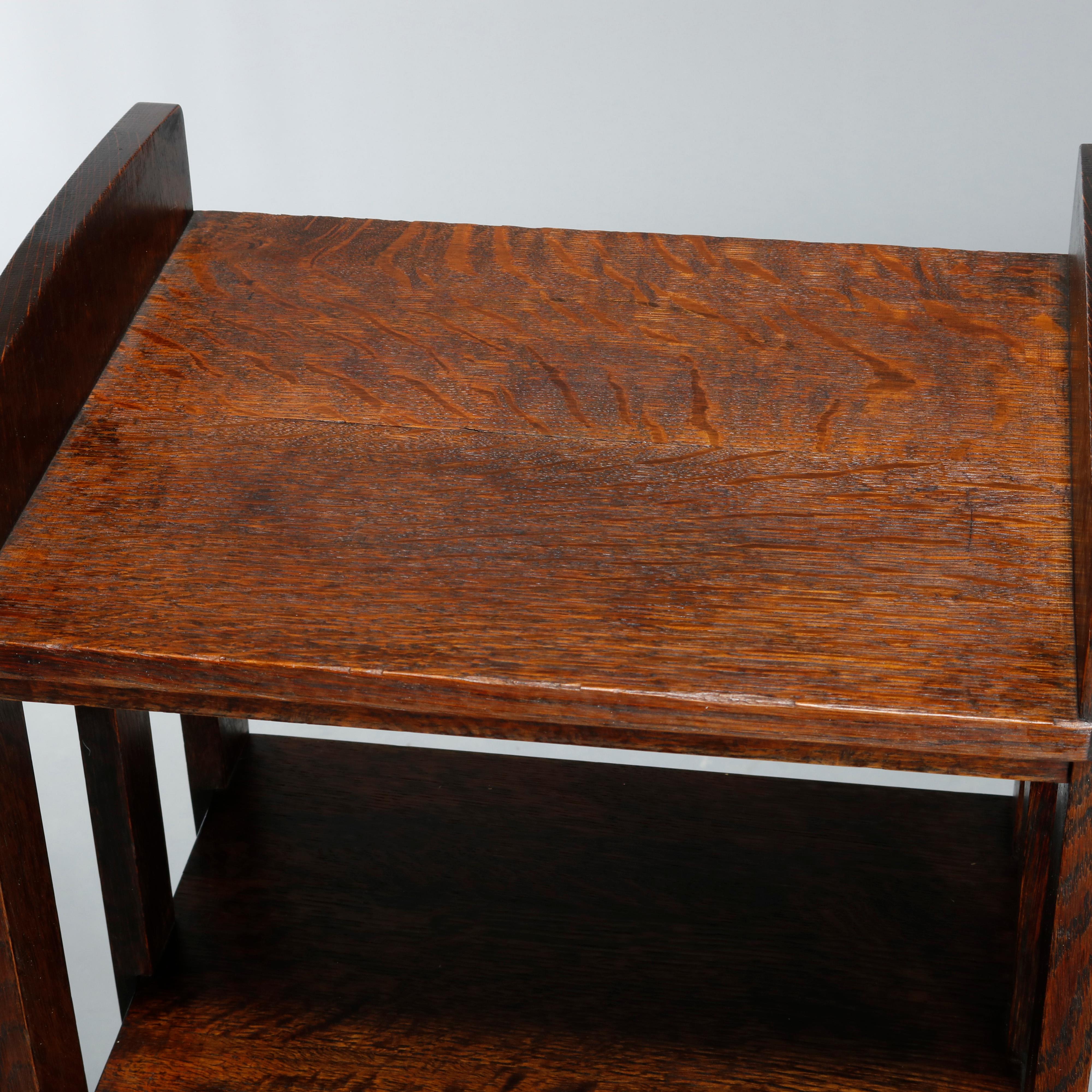 American Antique Pair Mission Oak Arts & Crafts Lakeside Crafters Magazine Stands, c1910