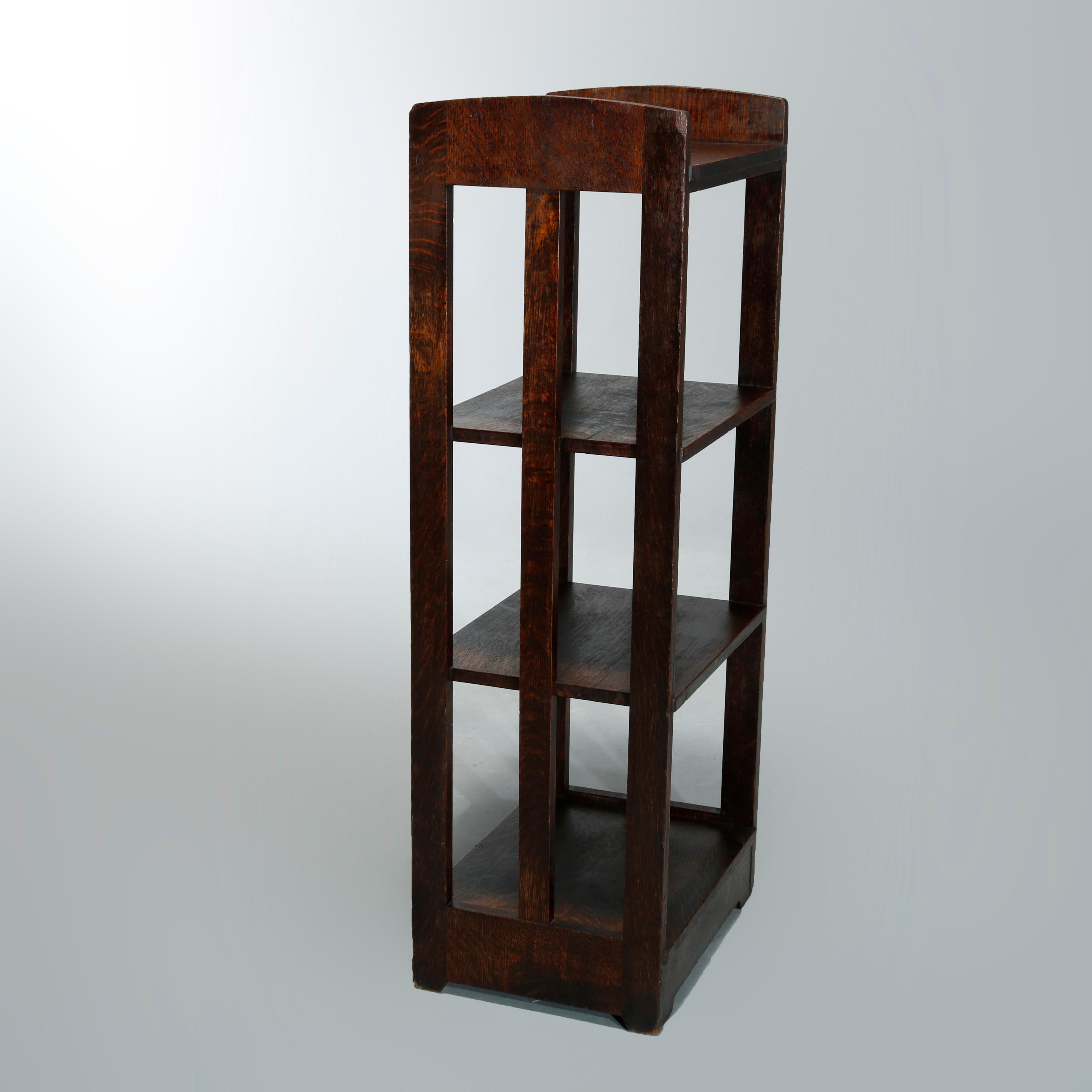20th Century Antique Pair Mission Oak Arts & Crafts Lakeside Crafters Magazine Stands, c1910