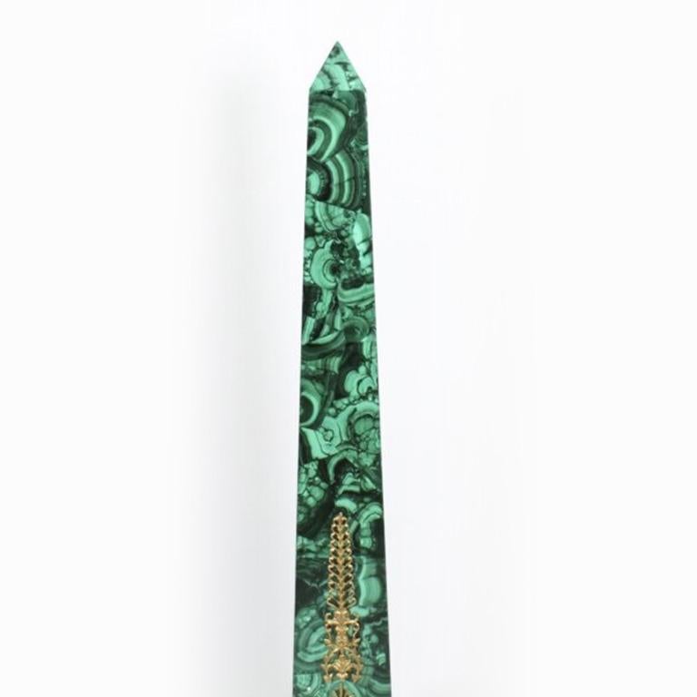 Antique Pair Monumental Ormolu Mounted Malachite Obelisks on Stands, 1920s For Sale 9