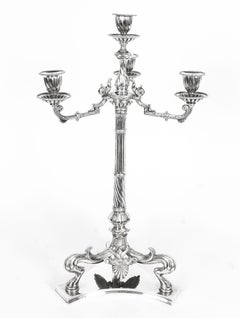 19th Century Pair of Neoclasscal Silver Plated 4-Light Candelabra Hodd & Linley