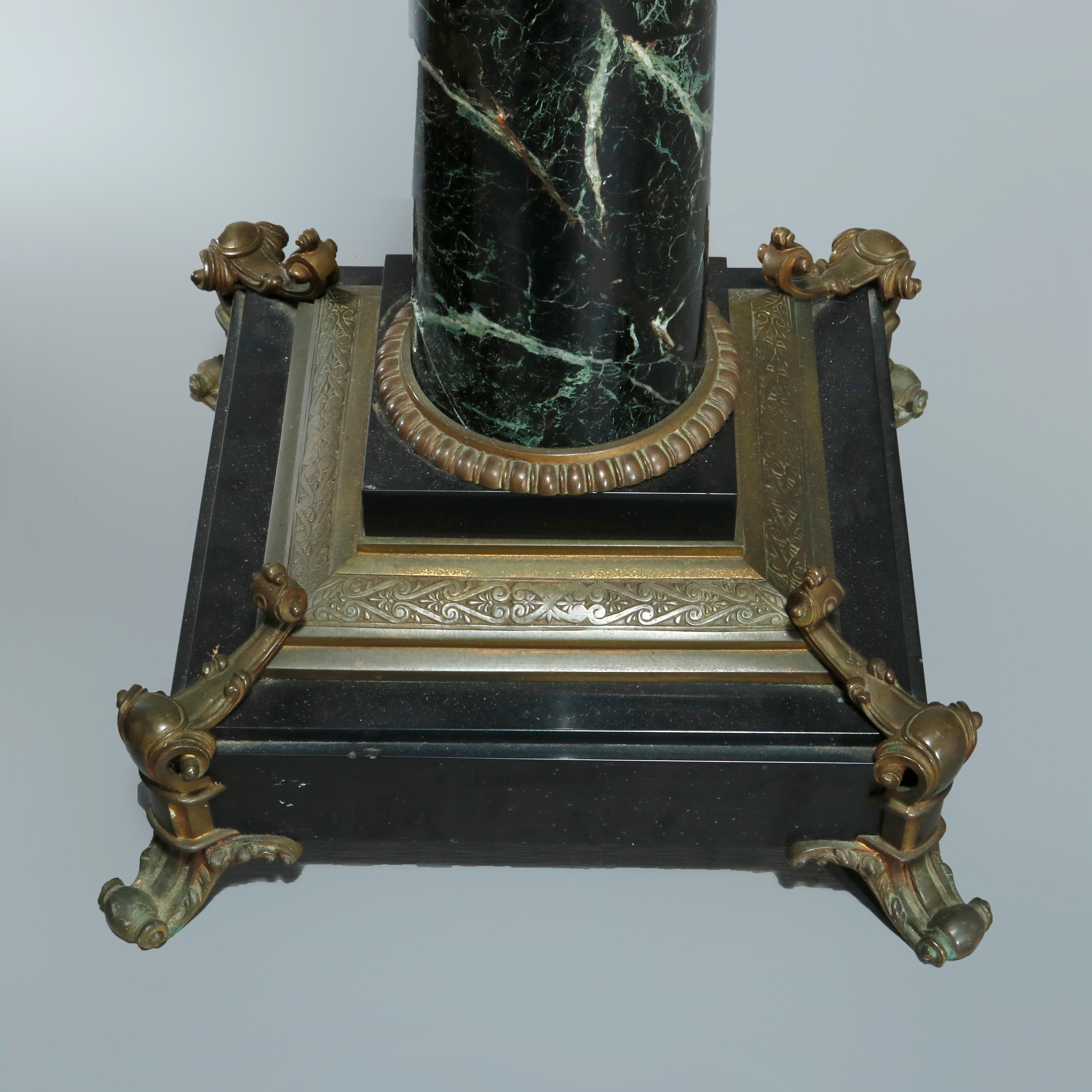 Antique Pair of Neoclassical Bronze & Marble Sculpture Pedestals, Circa 1880 6