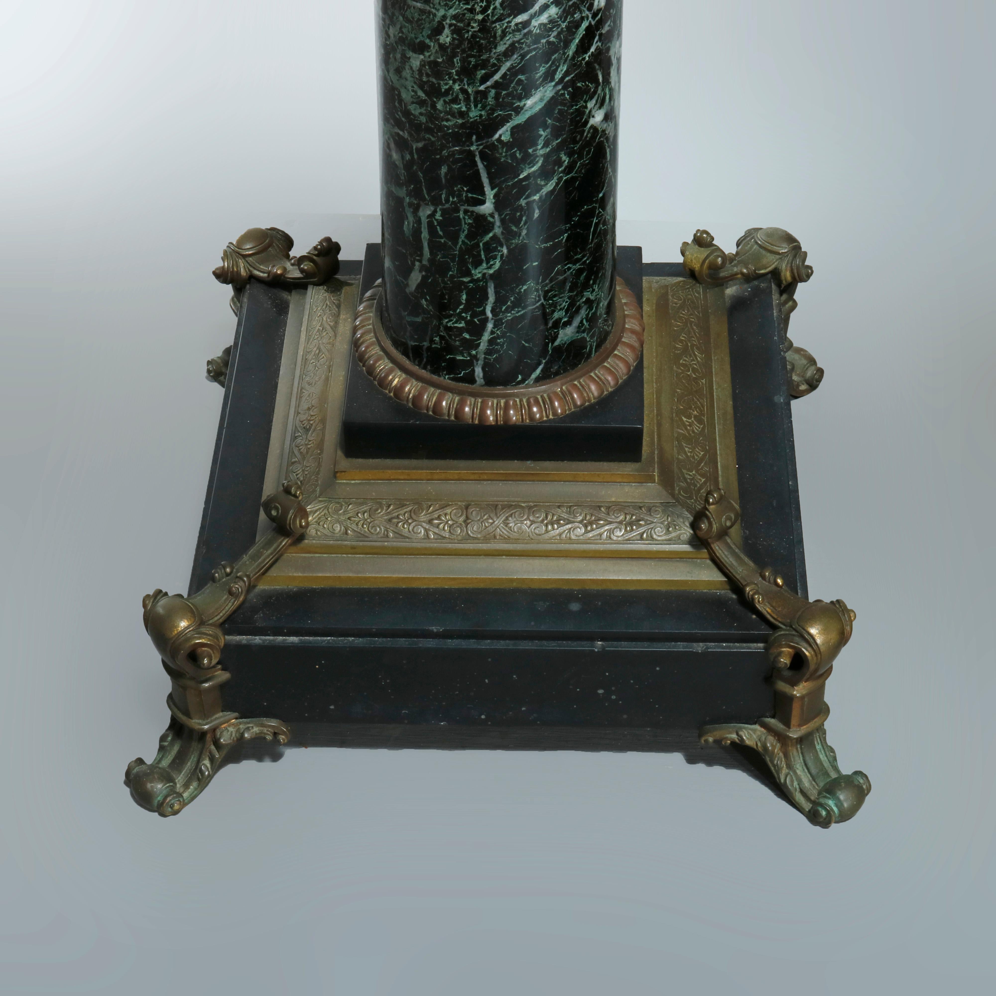 Antique Pair of Neoclassical Bronze & Marble Sculpture Pedestals, Circa 1880 7