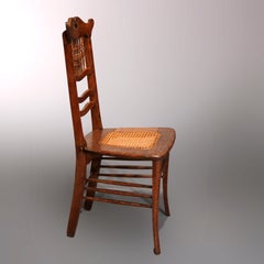 Antique Pair of Oak Spindle Back and Cane Seat Side Chairs, circa 1900