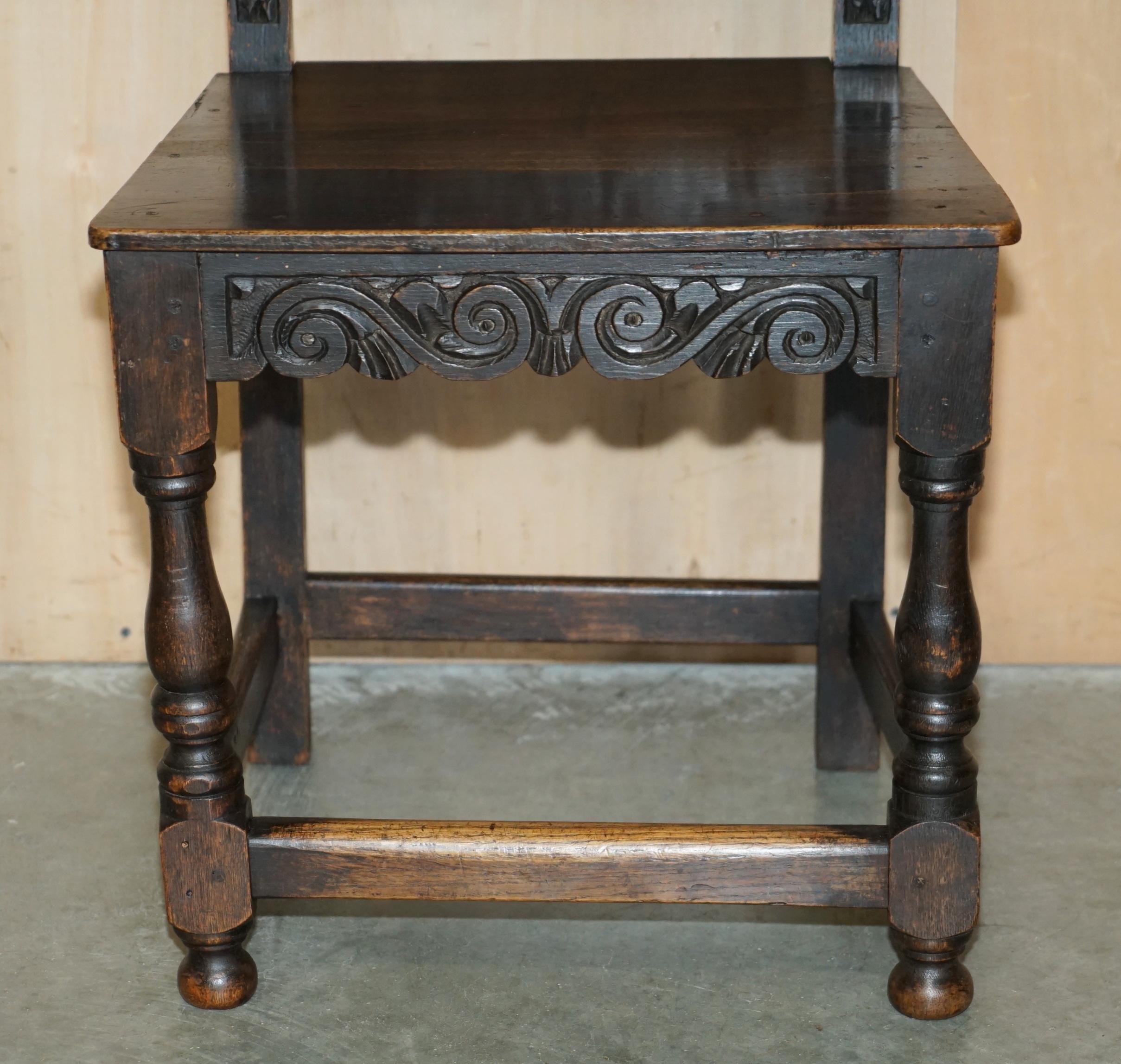 18th Century and Earlier ANTIQUE PAIR OF 17TH CENTURY JACOBEAN ENGLISH OAK CHAIRS FROM THE FILM HELLBOy For Sale