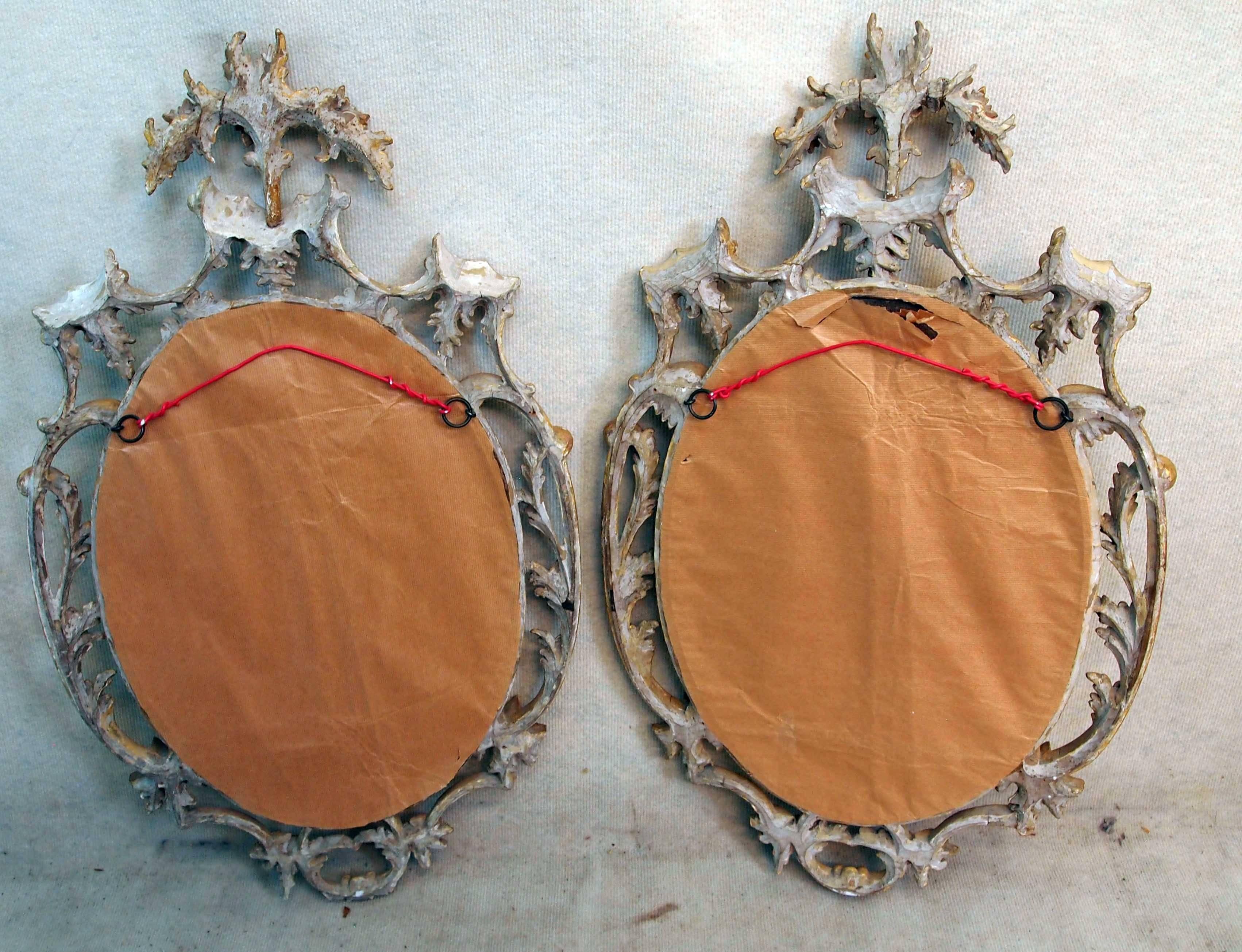 Rococo Antique Pair of 18th Century Gilt Mirrors