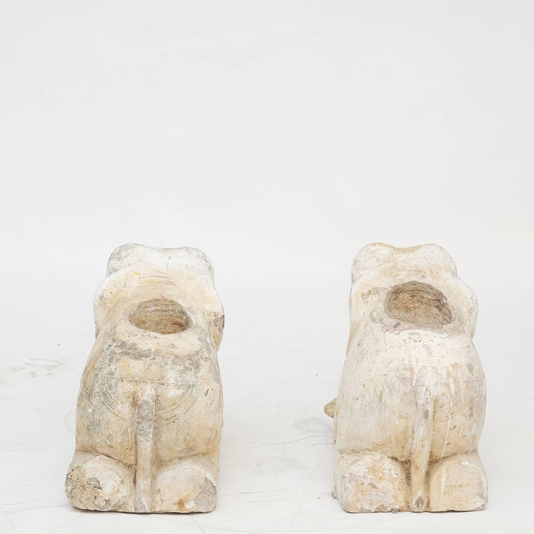 Other Pair of 18th Century Temple Elephants Carved in Sandstone from Burma For Sale