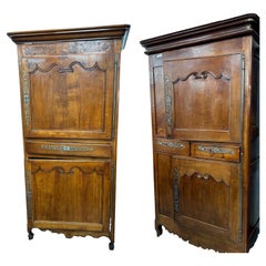 Antique Pair of 18th Century French Provincial Armoires Bonnetieres circa 1780