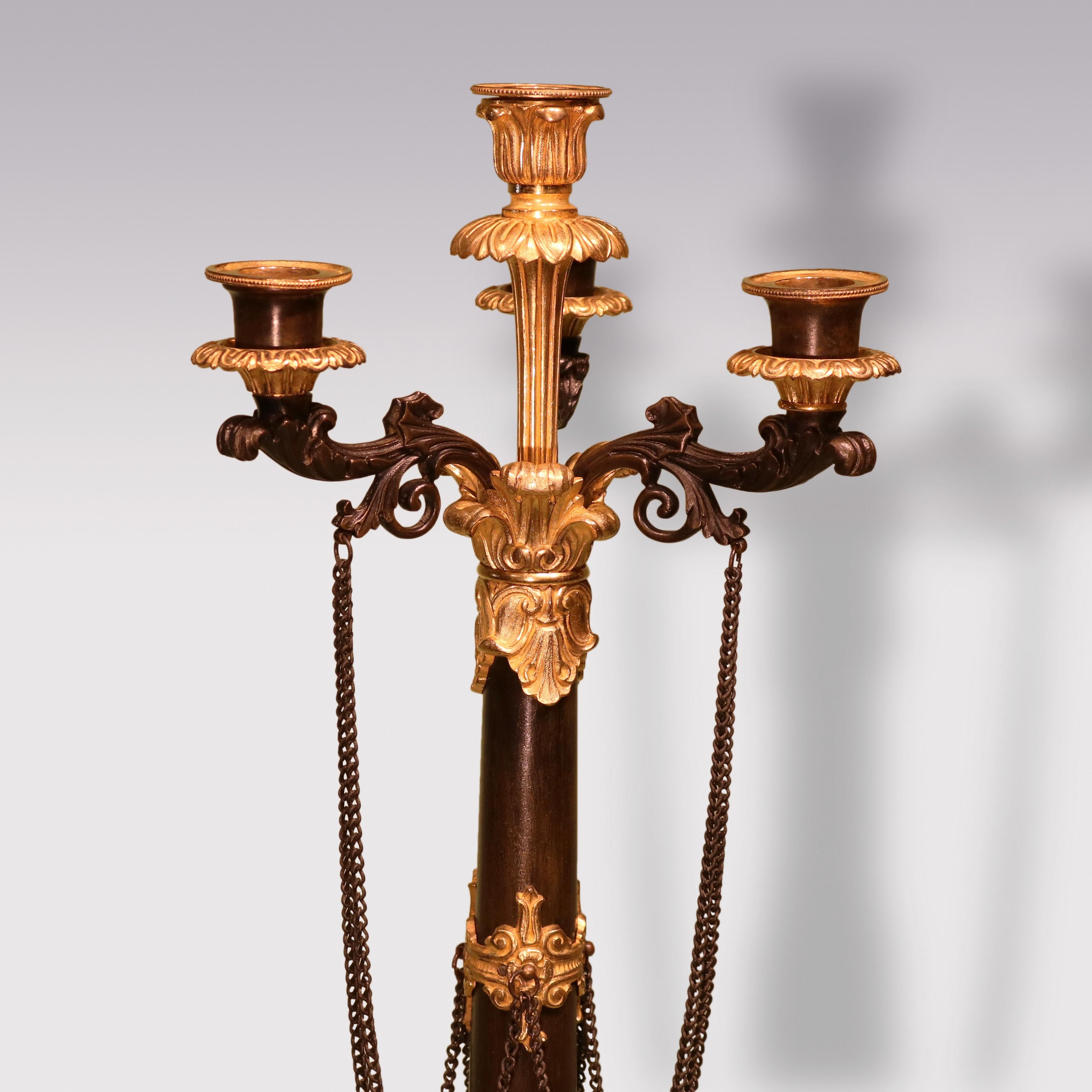 Primo vittoriano Antica coppia di candelabri in bronzo e ormolu del XIX secolo in vendita