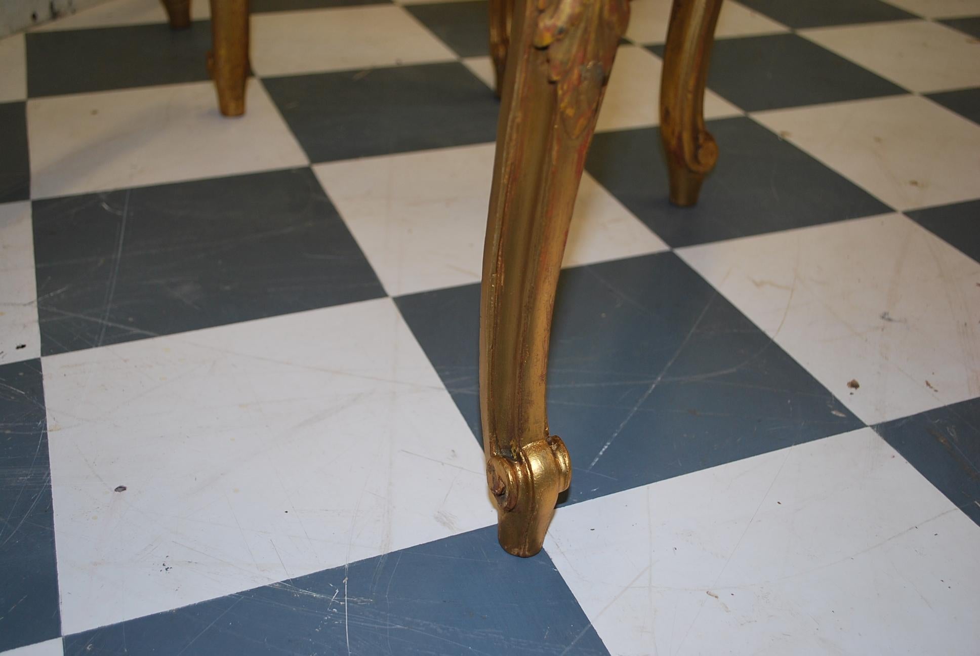 Neoclassical Antique pair of  19th century carved French Giltwood Stools For Sale
