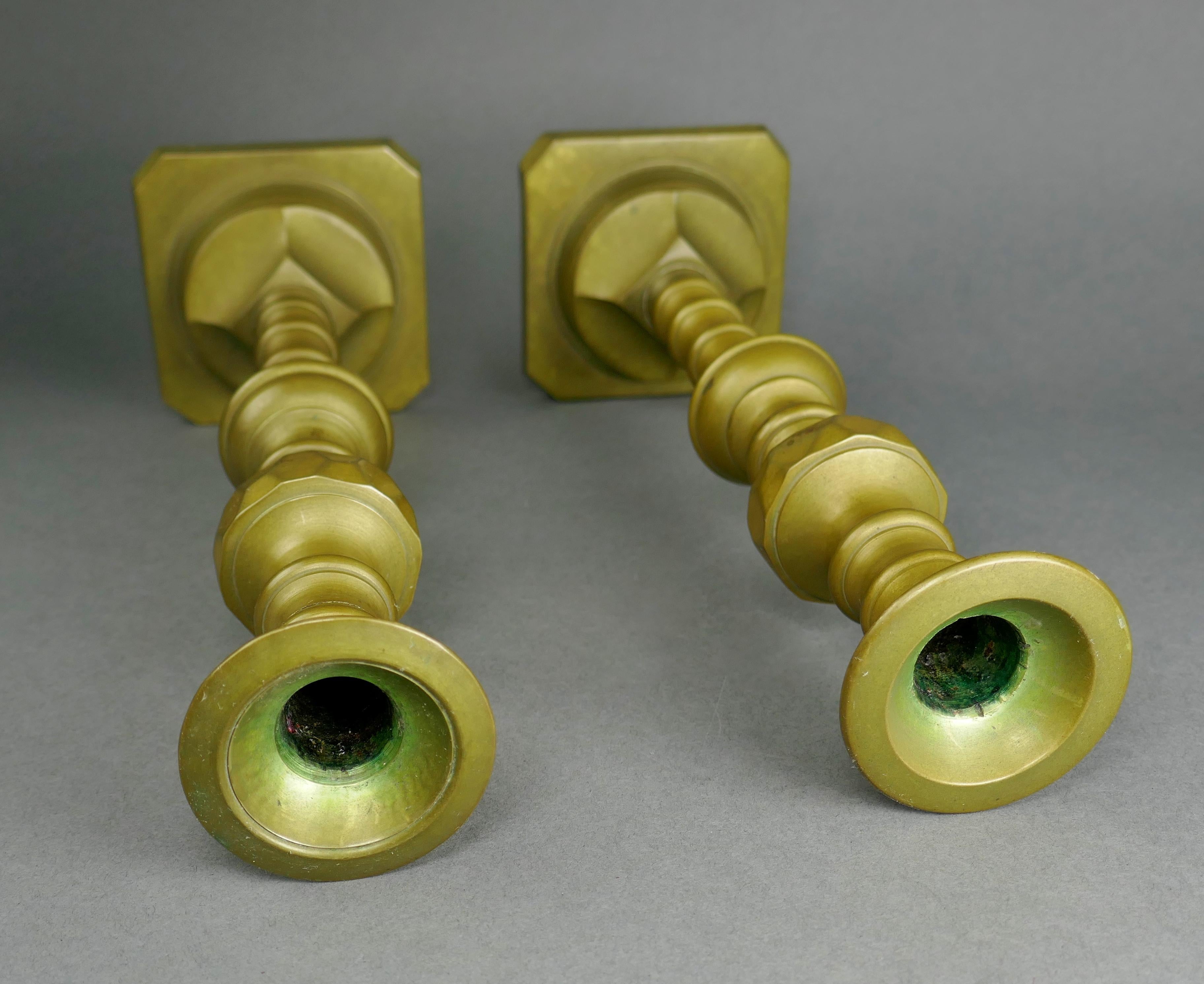 Antique Pair of 19th Century Cast Bronze European Candlesticks For Sale 5