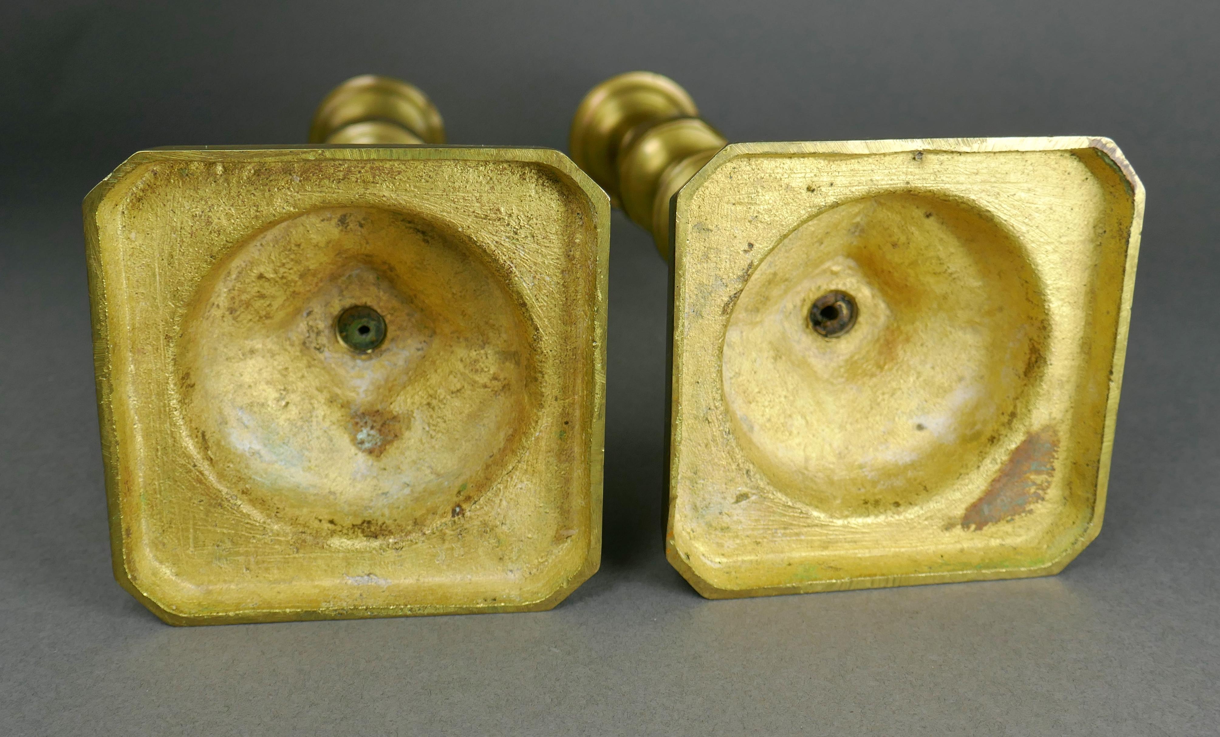 Antique Pair of 19th Century Cast Bronze European Candlesticks For Sale 6