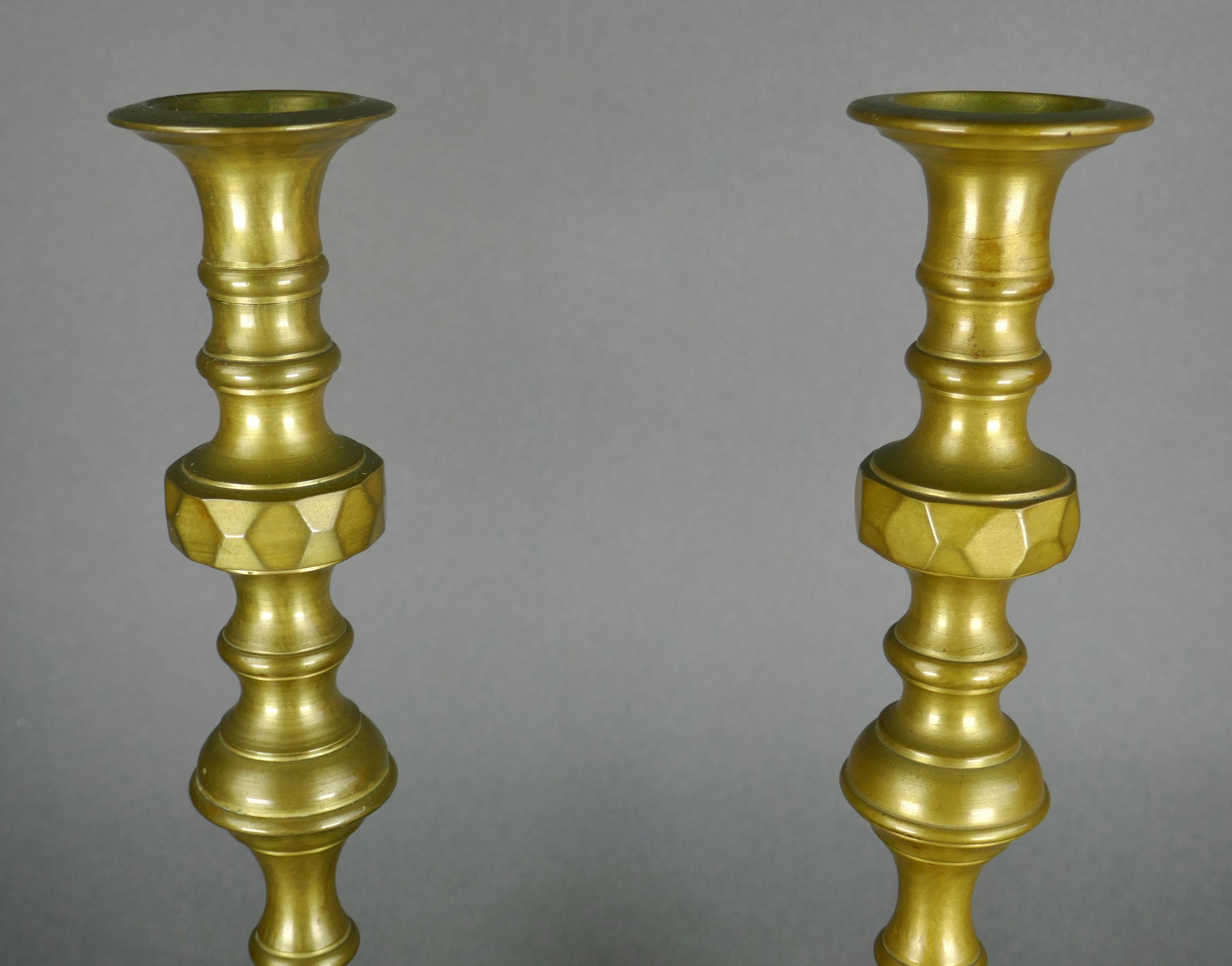 Victorian Antique Pair of 19th Century Cast Bronze European Candlesticks For Sale