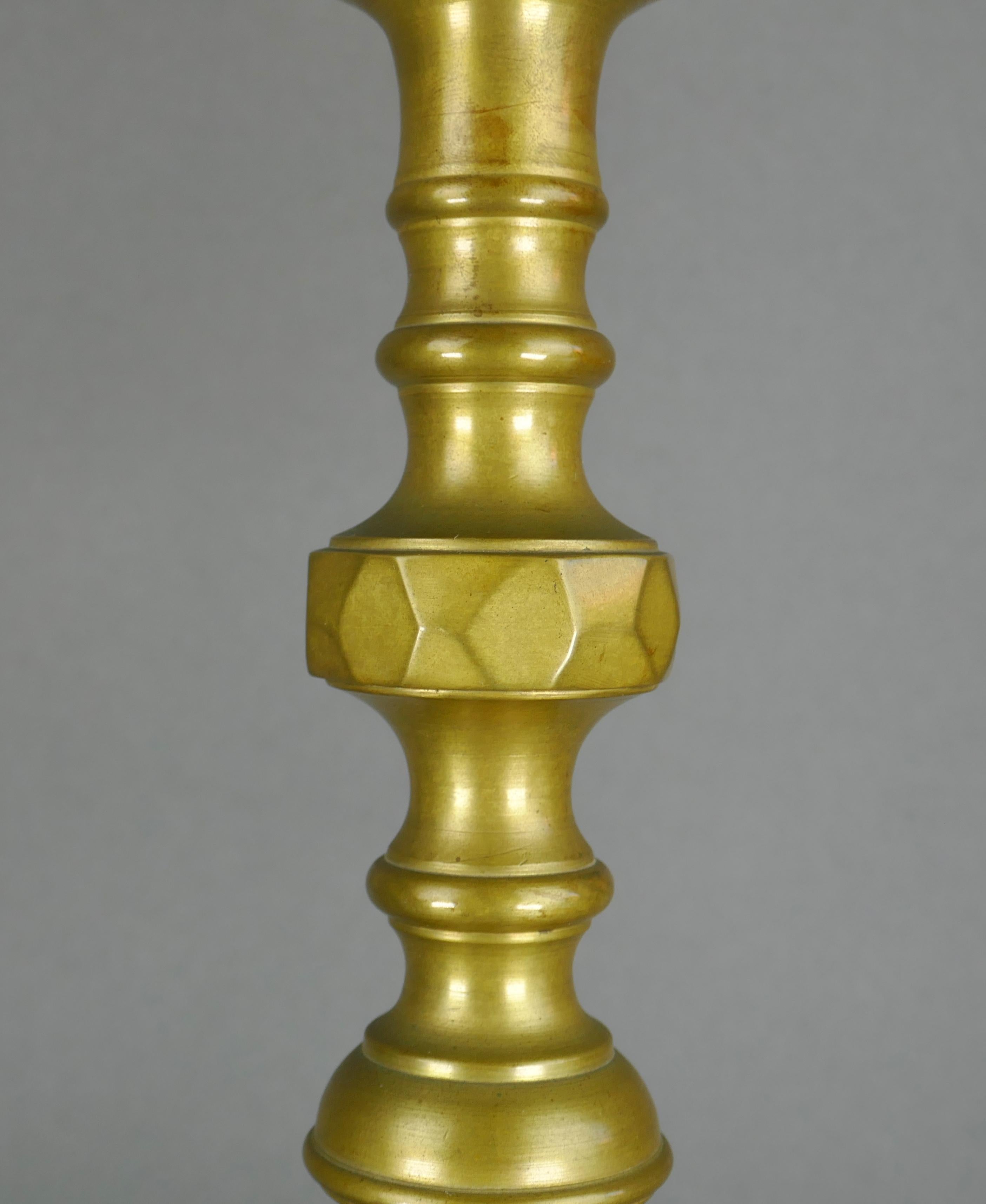 Polish Antique Pair of 19th Century Cast Bronze European Candlesticks For Sale