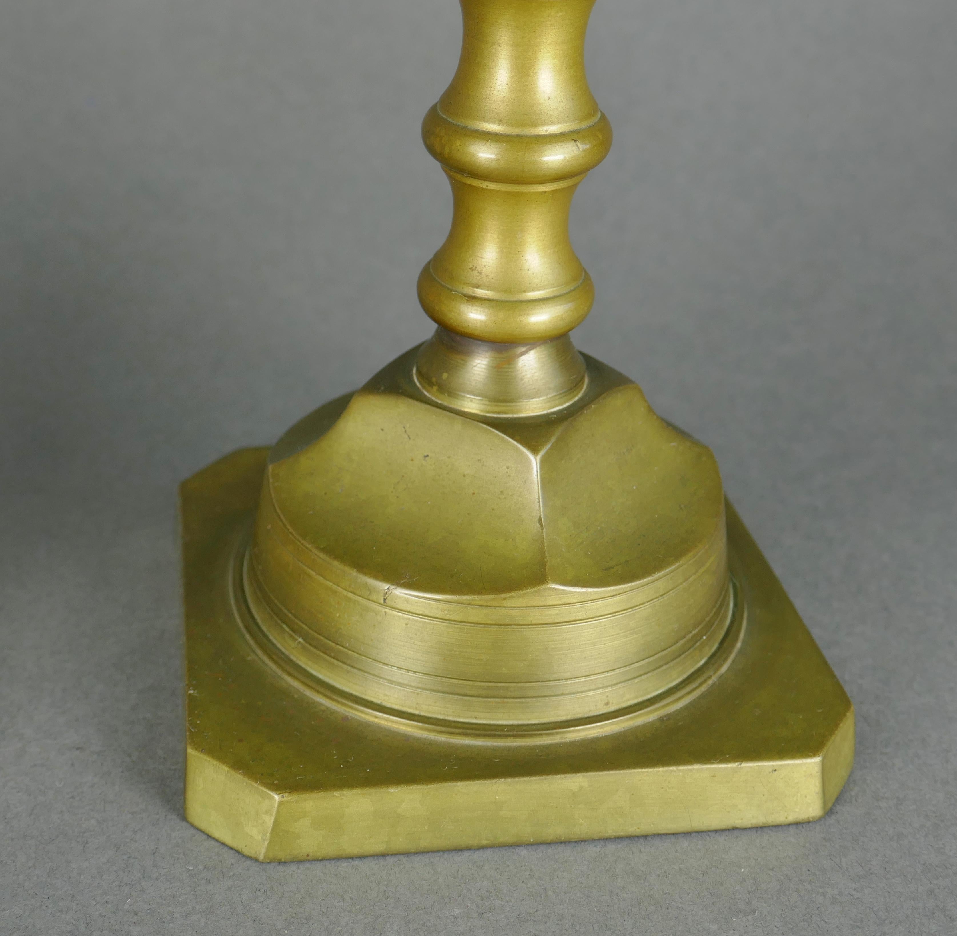Antique Pair of 19th Century Cast Bronze European Candlesticks For Sale 2