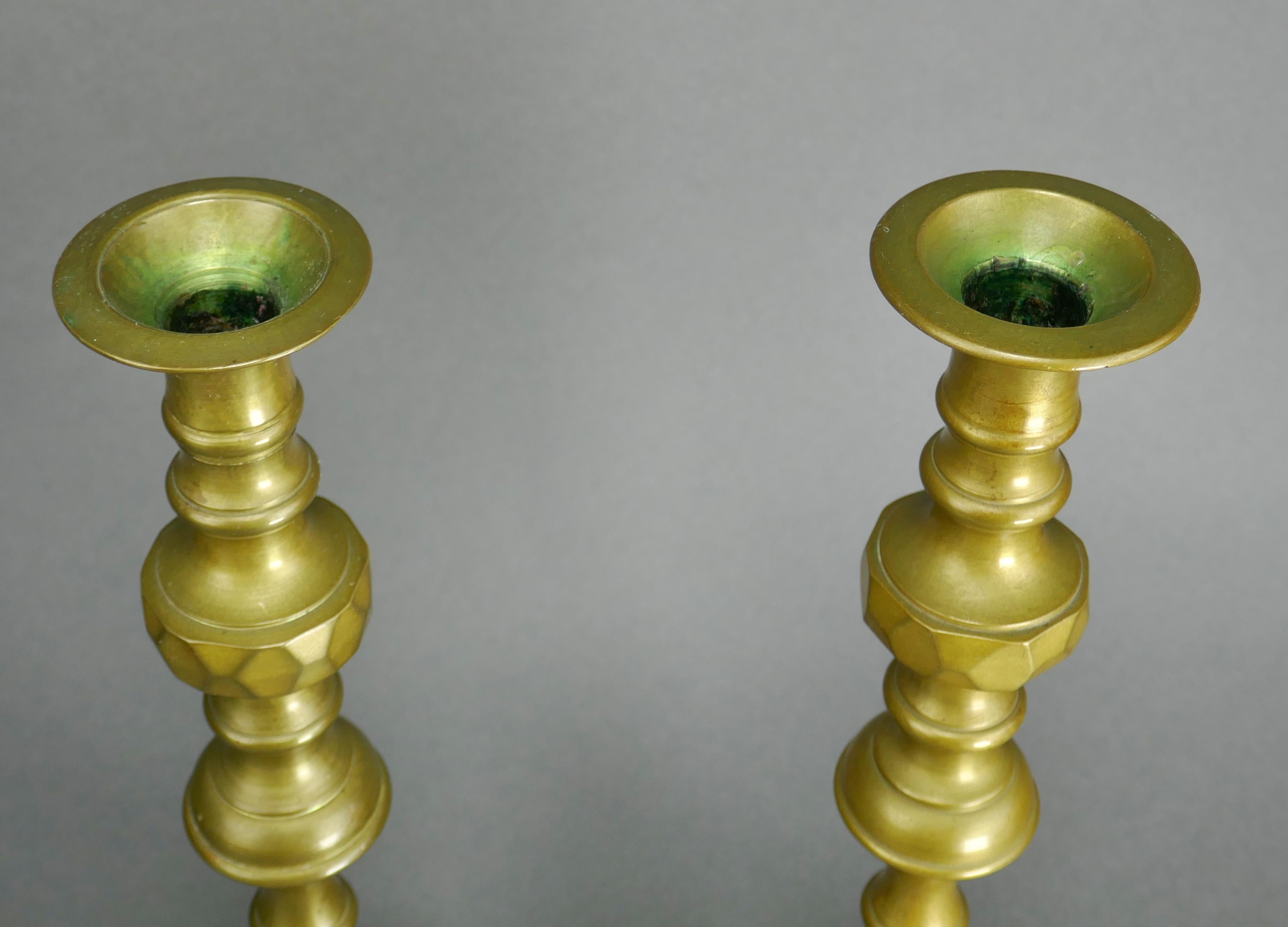 Antique Pair of 19th Century Cast Bronze European Candlesticks For Sale 3