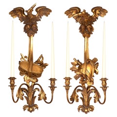 Antique Pair of 19th Century Giltwood Wall Lights or Sconces