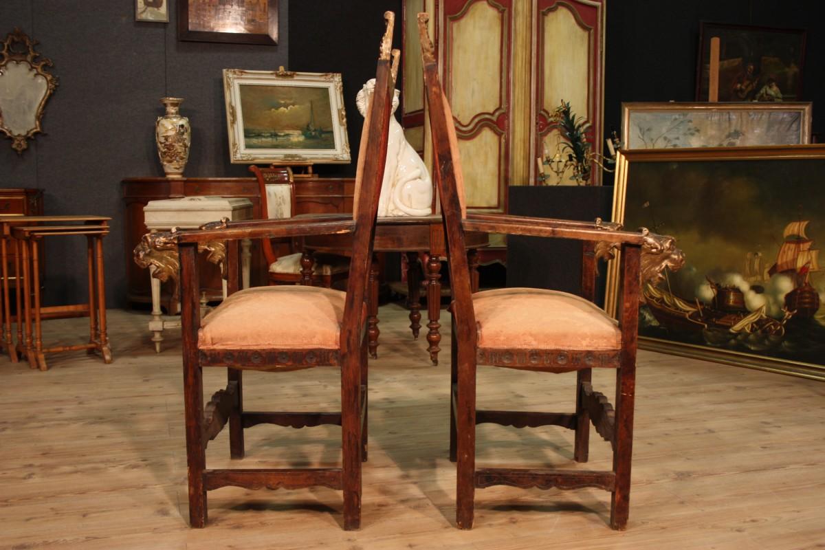 Antique Pair of 19th Century Italian Armchairs For Sale 2