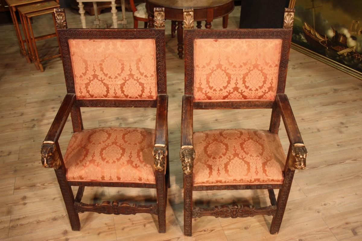 Antique Pair of 19th Century Italian Armchairs For Sale 5
