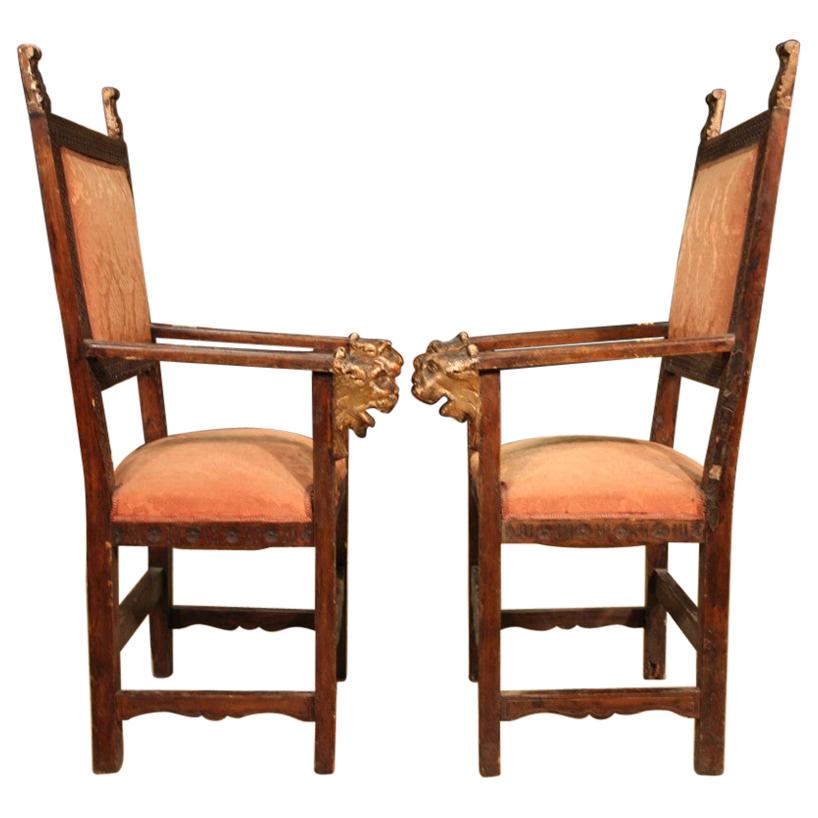 Antique Pair of 19th Century Italian Armchairs For Sale