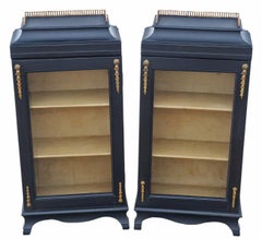 Antique Pair of 19th Century Painted Pier Display Cabinets / Bookcases Quality
