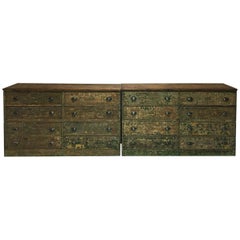 Antique Pair of 20th Century English Pine Banks of Drawers Haberdashery, 1920s