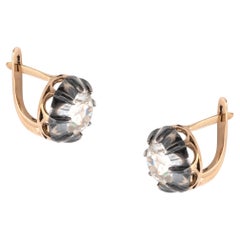 Antique Pair Of 3.5 Carats Old European Cut Diamond Earrings Circa 1890's