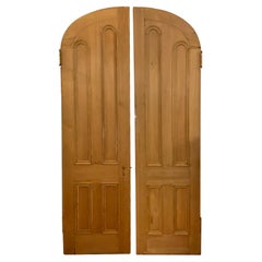 Antique Pair of 4 Pane Pine Arched Doors