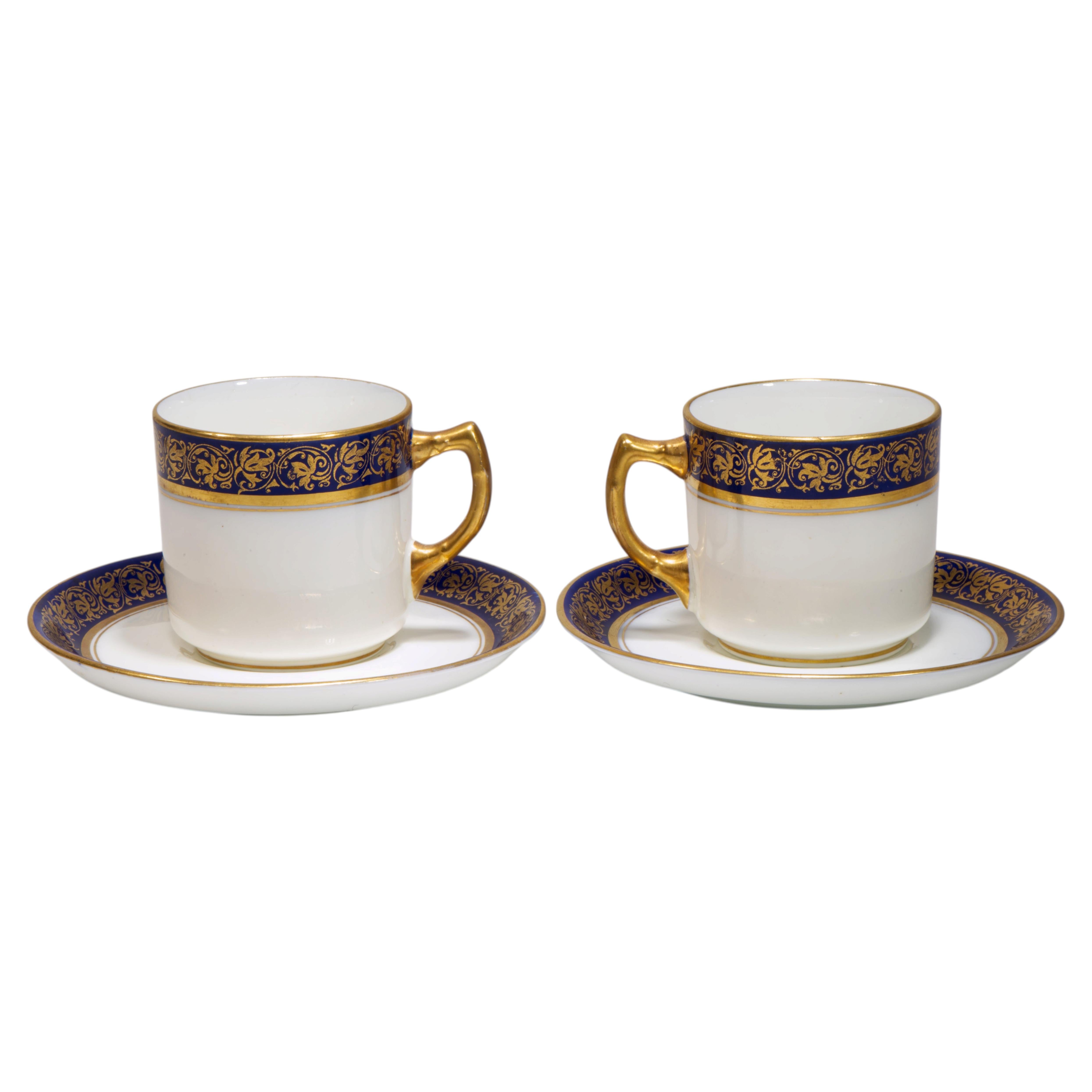 Antique Pair of Adderley Porcelain Cups & Saucers, England 1912-1926
