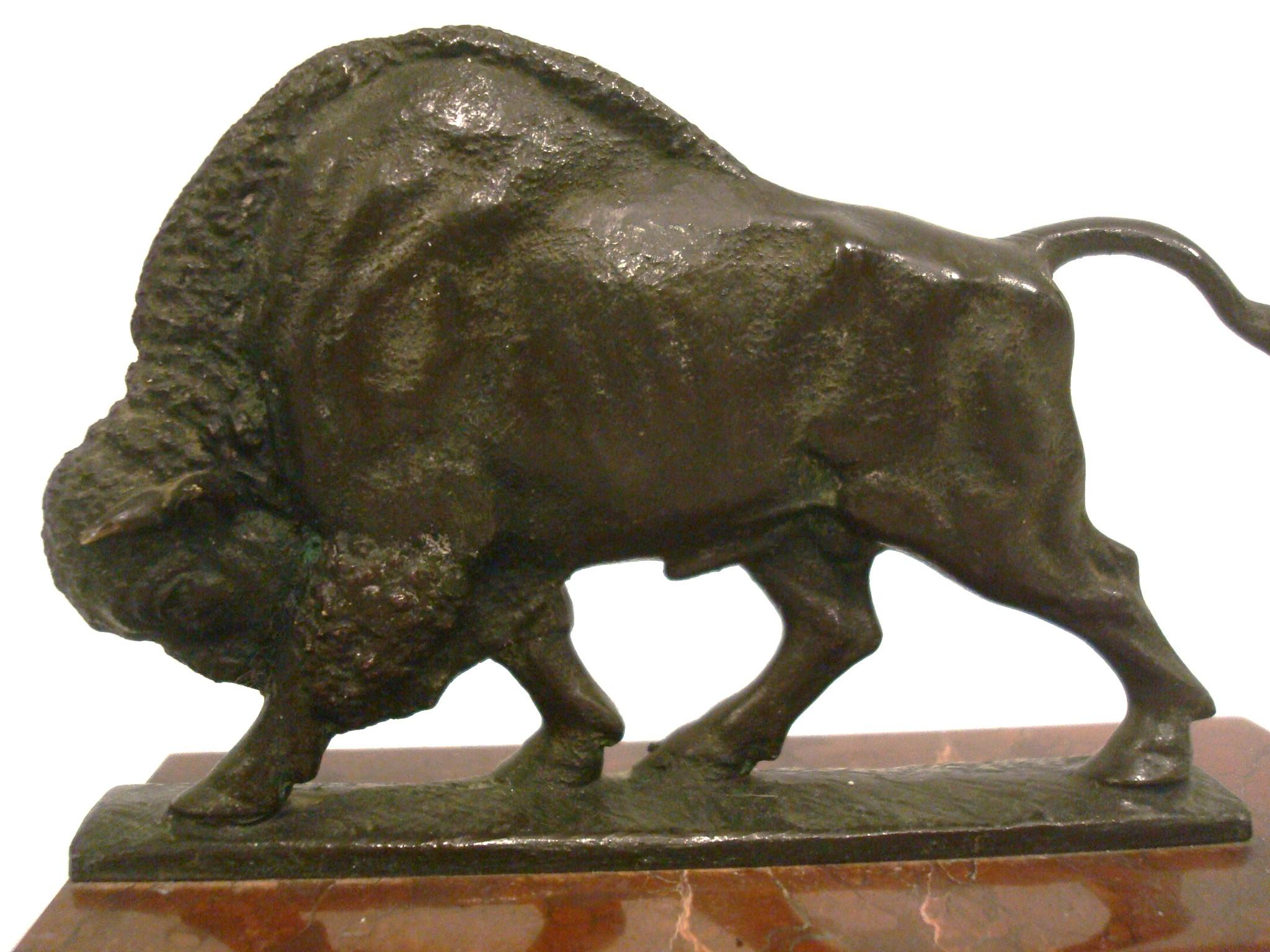 Antique Pair Of American Buffalo Bison Bronze Bookends For Sale 4