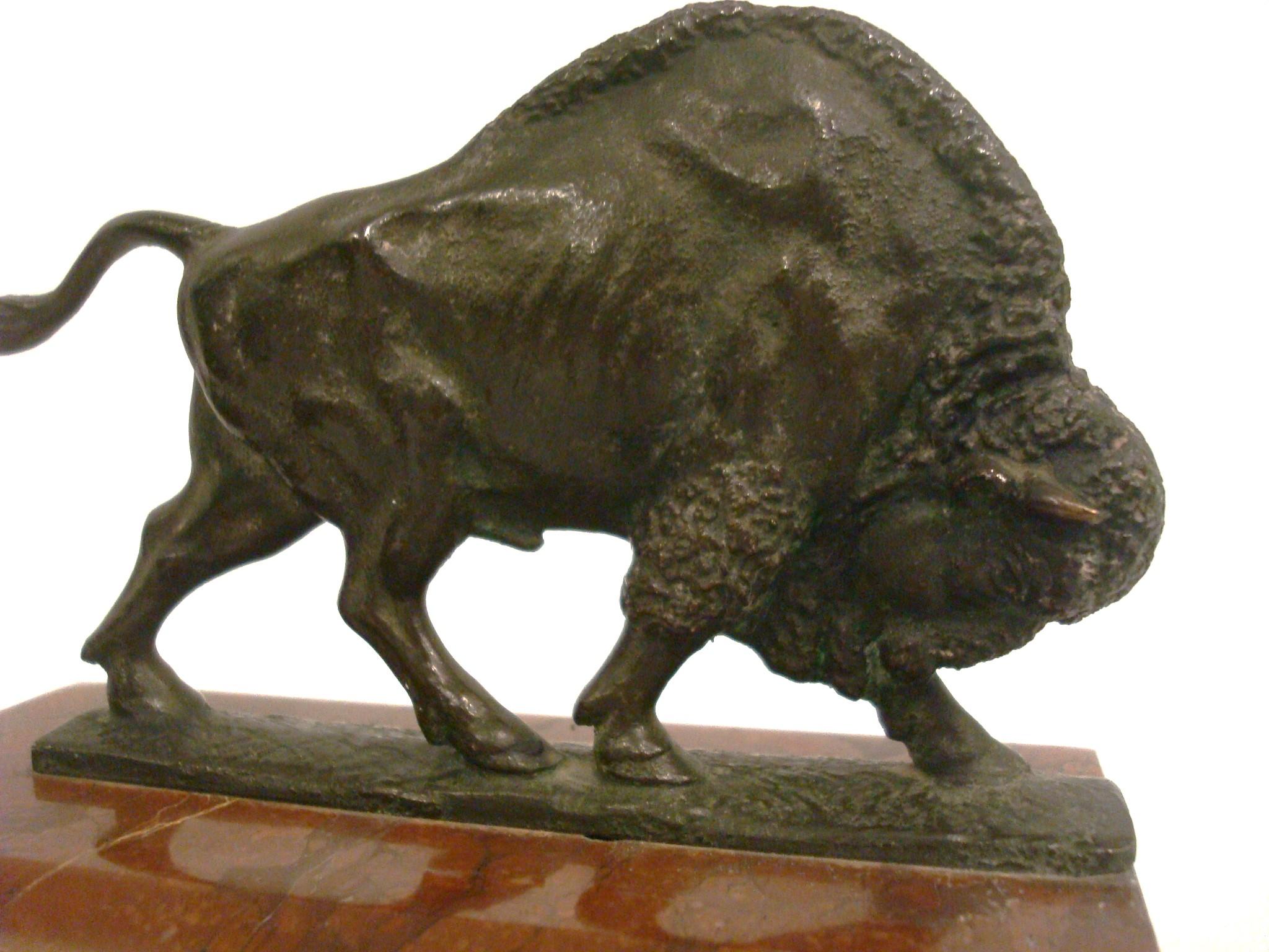 Antique Pair Of American Buffalo Bison Bronze Bookends For Sale 5