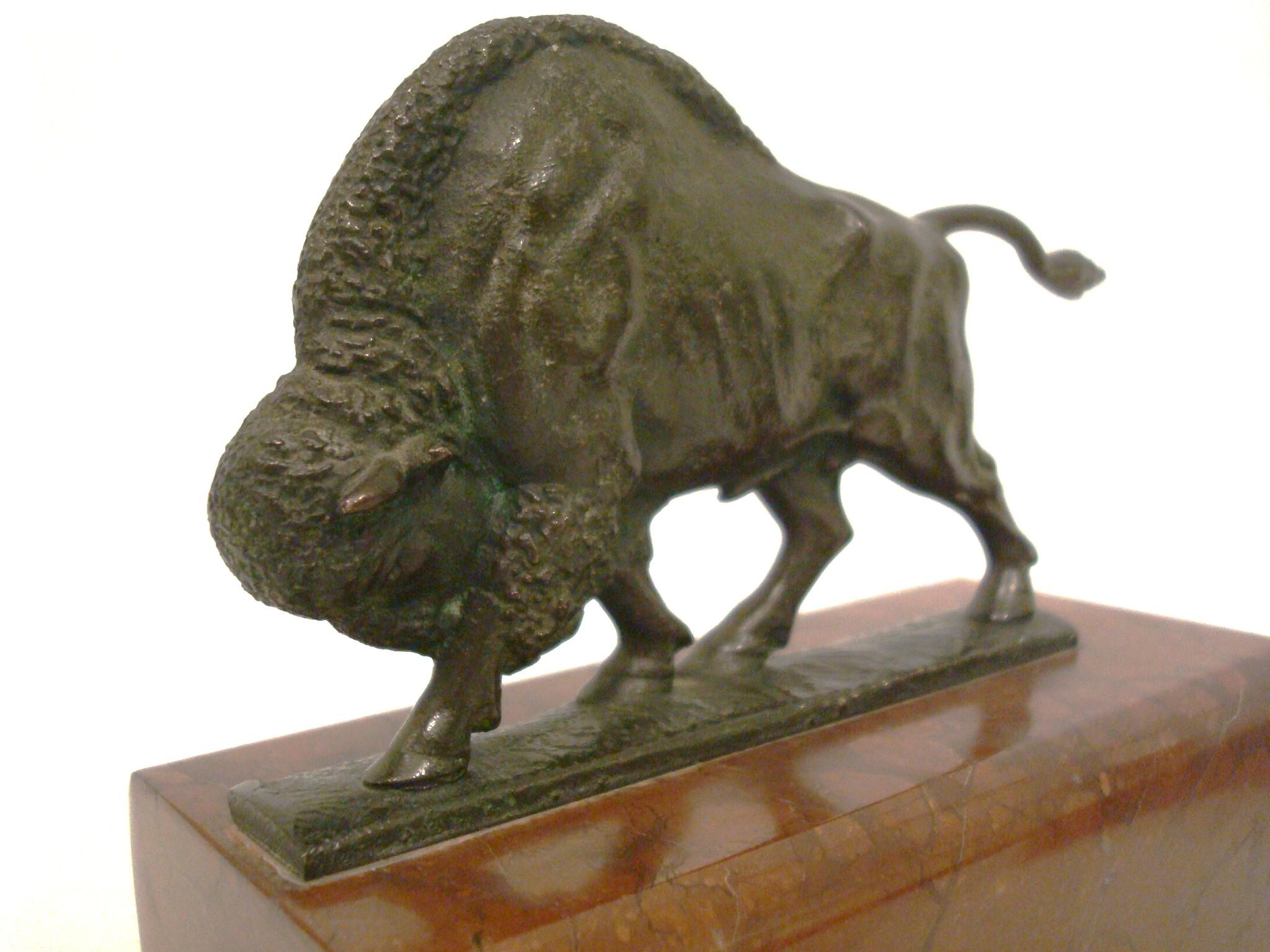 20th Century Antique Pair Of American Buffalo Bison Bronze Bookends For Sale