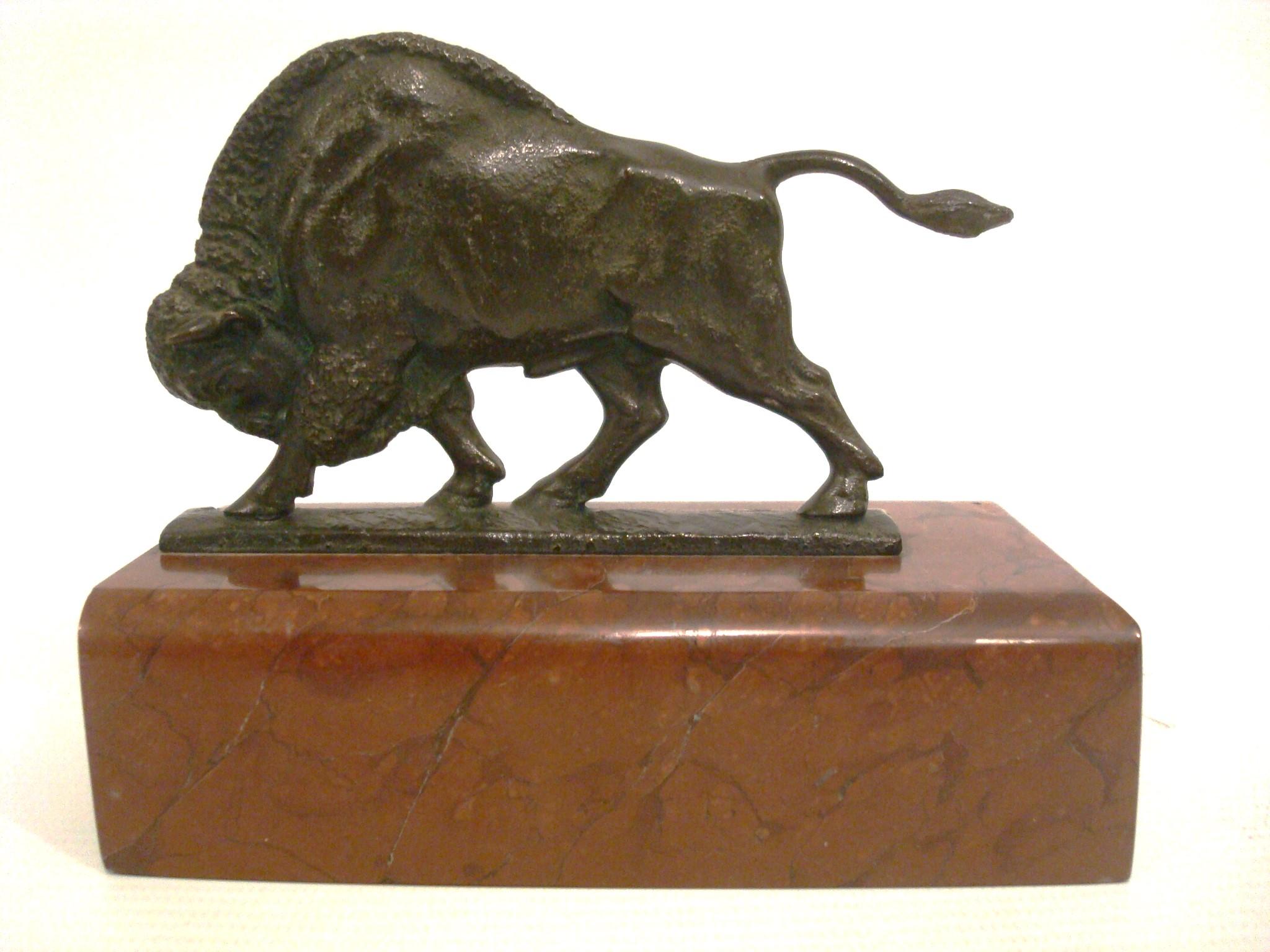 Antique Pair Of American Buffalo Bison Bronze Bookends For Sale 1