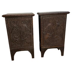 Antique Pair of Anglo Indian Oak Bedside Cabinets