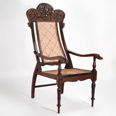Antique Pair of Anglo Indian Rosewood Caned Armchairs