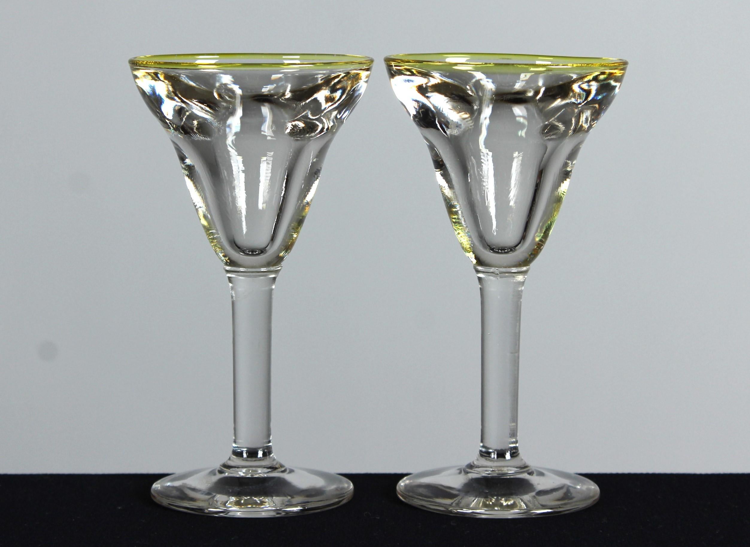 A beautiful set of two antique wine glasses, France, circa 1900.

In 19th century France, the art of glassmaking experienced a renaissance inspired by the rich history and heritage of ancient techniques. Antique glasses from this era are not only