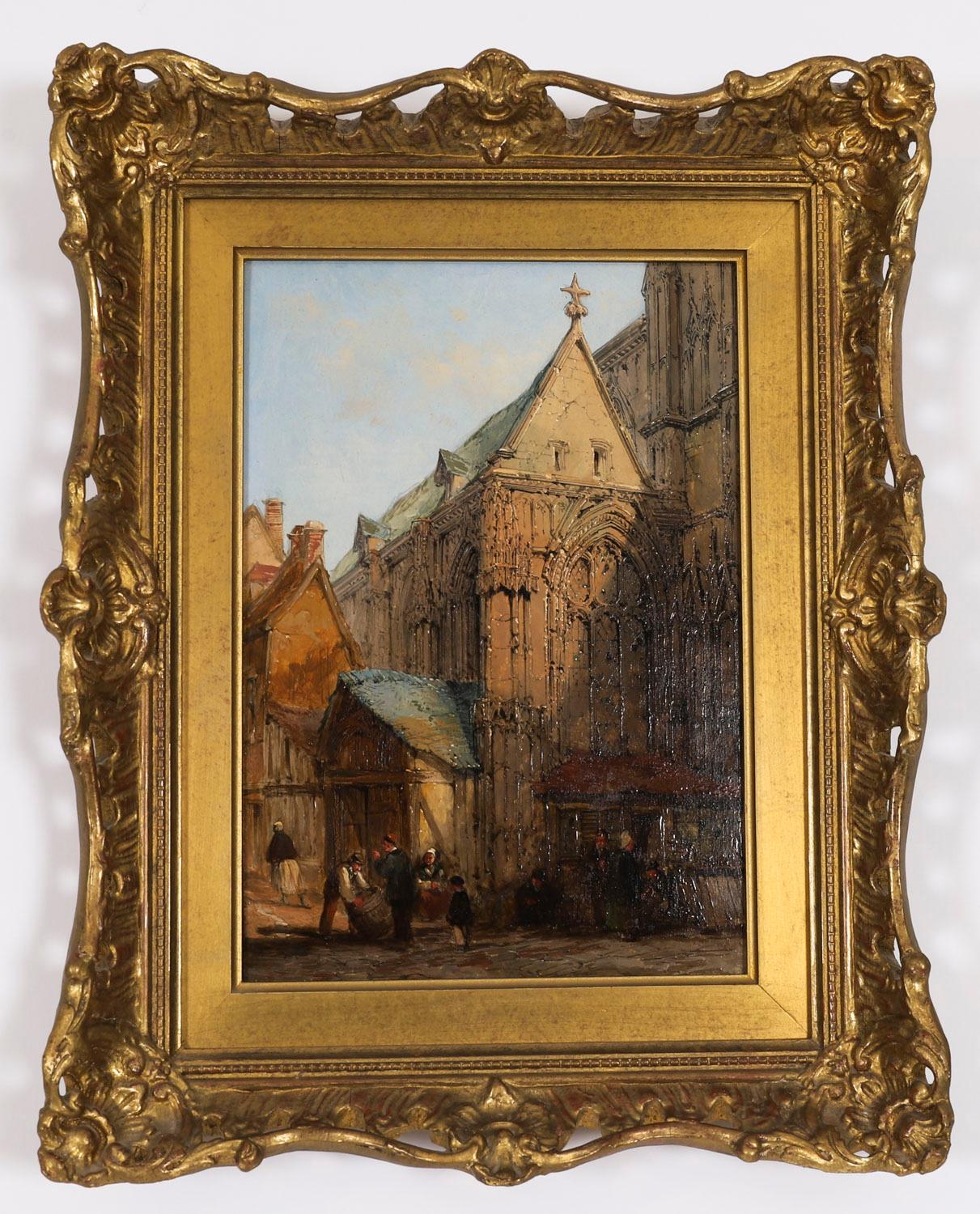 Antikes Paar architektonischer Ansichten Ölgemälde Lewis J Wood 19th Century im Angebot 6