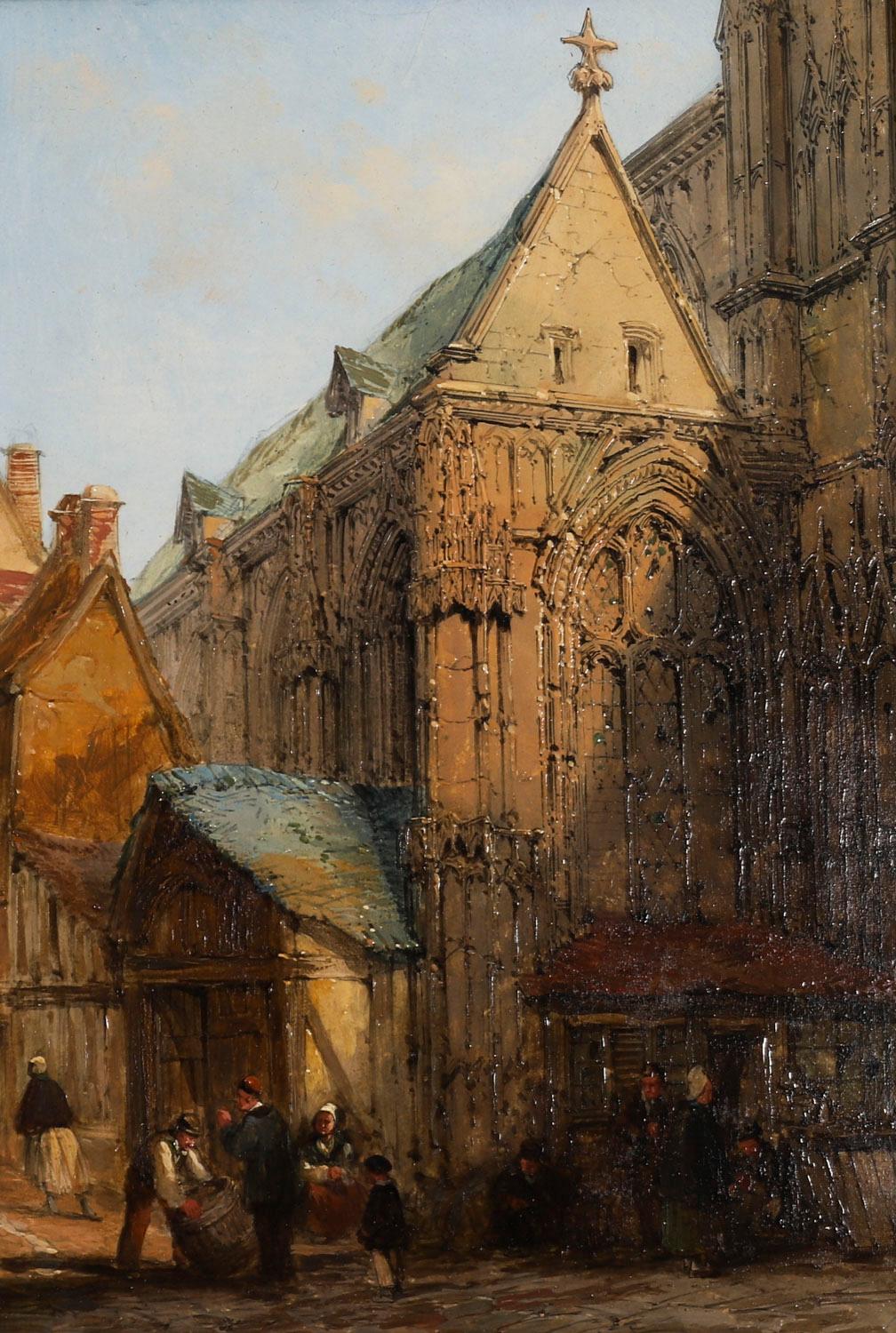 Antikes Paar architektonischer Ansichten Ölgemälde Lewis J Wood 19th Century im Angebot 7