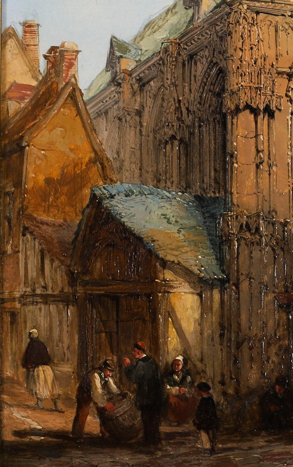 Antikes Paar architektonischer Ansichten Ölgemälde Lewis J Wood 19th Century im Angebot 8