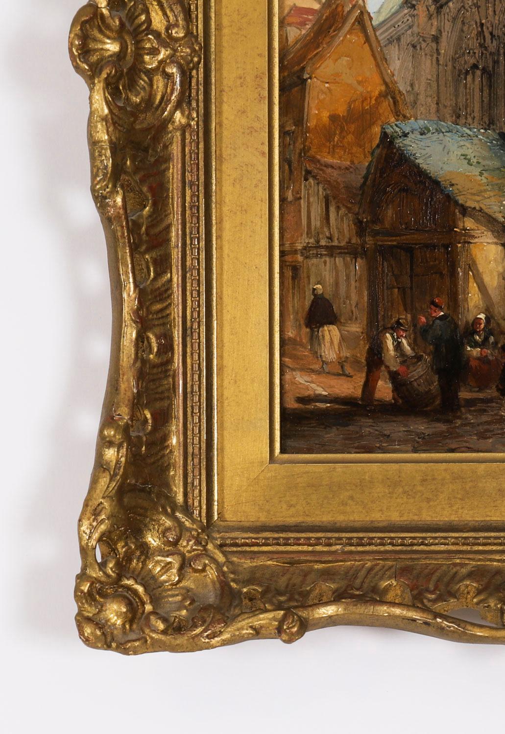 Antikes Paar architektonischer Ansichten Ölgemälde Lewis J Wood 19th Century im Angebot 9