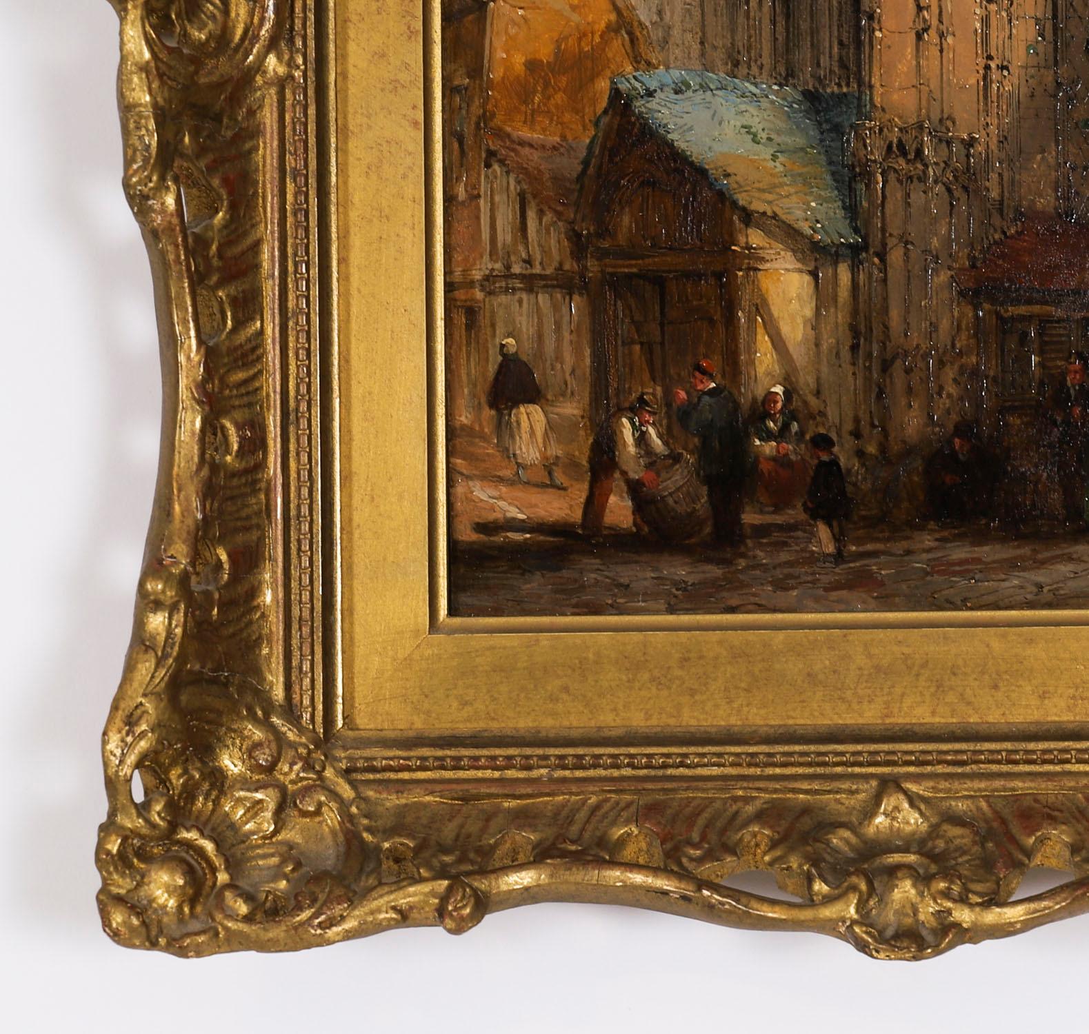 Antikes Paar architektonischer Ansichten Ölgemälde Lewis J Wood 19th Century im Angebot 10