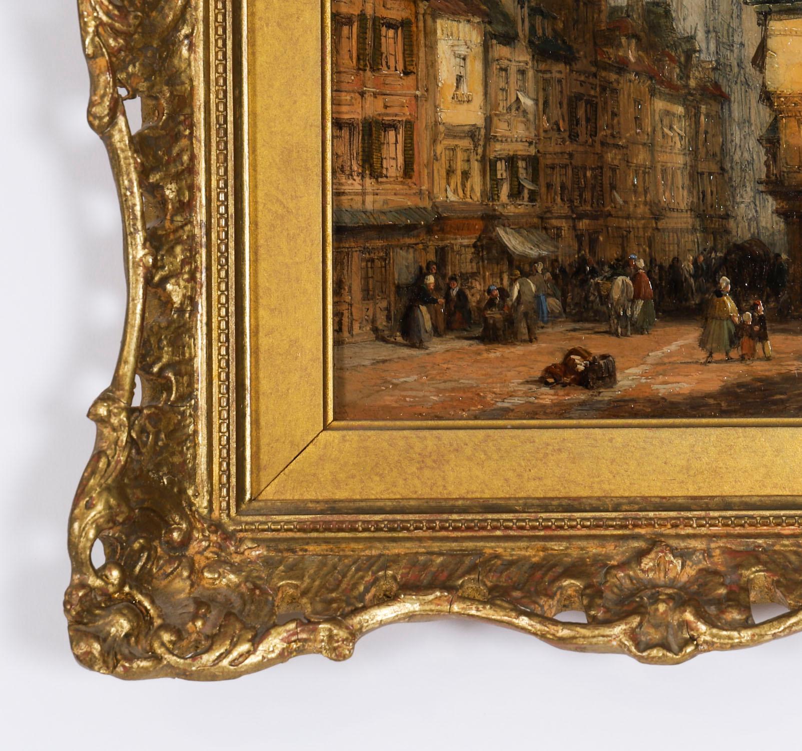 Antikes Paar architektonischer Ansichten Ölgemälde Lewis J Wood 19th Century (19. Jahrhundert) im Angebot