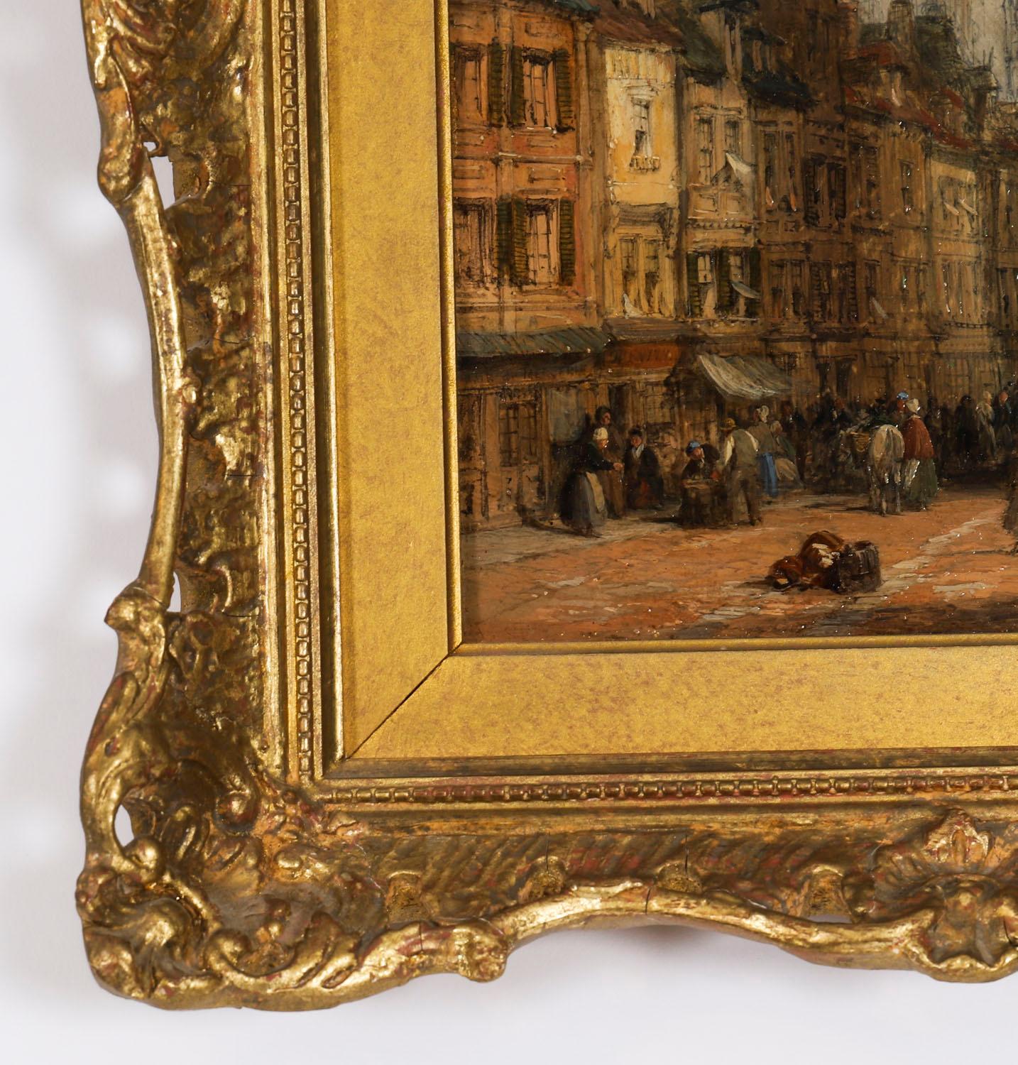 Antikes Paar architektonischer Ansichten Ölgemälde Lewis J Wood 19th Century im Angebot 2