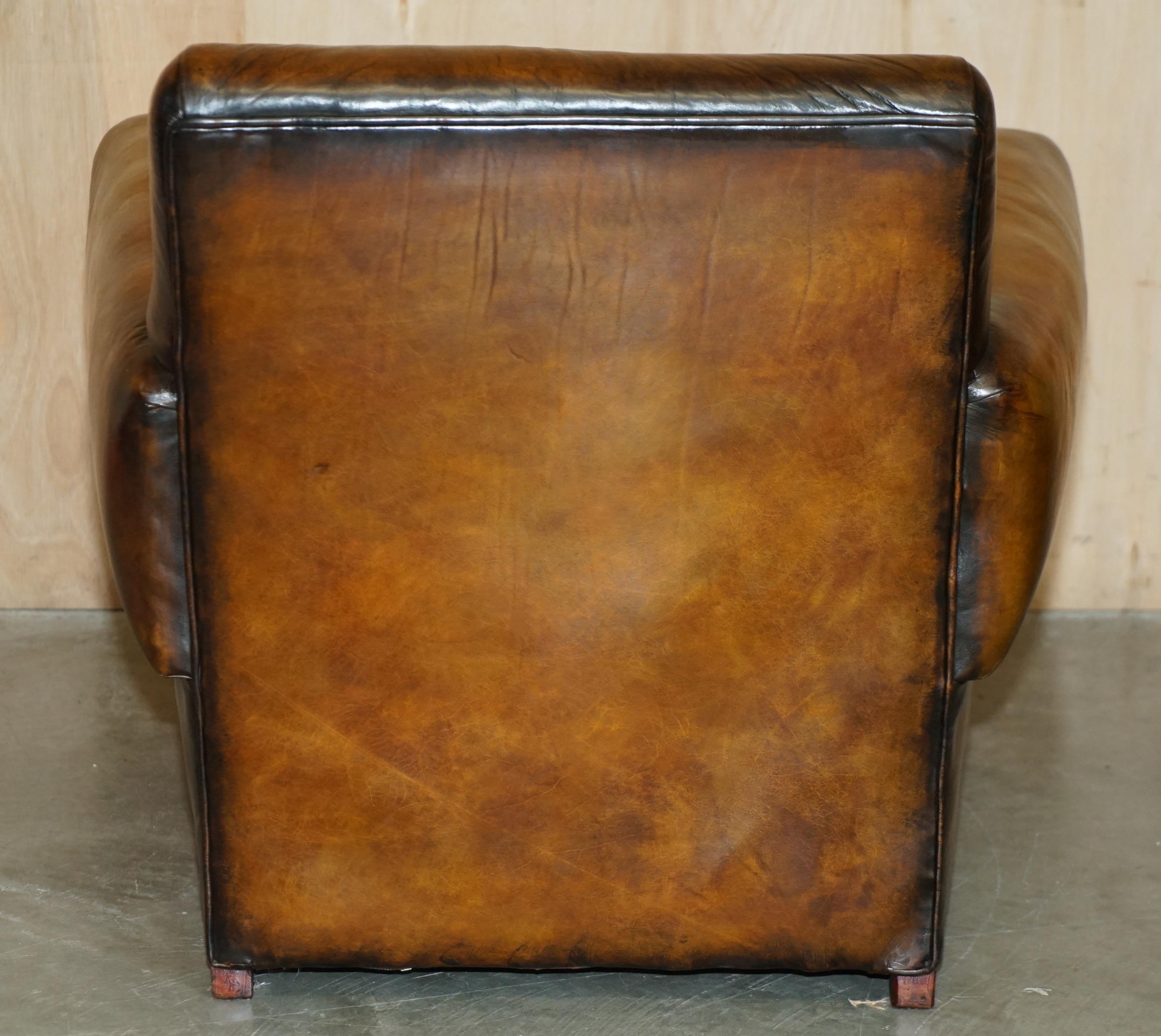 Paire d'armoires de club art déco 1920 entièrement rénovées en cuir marron cigare en vente 3